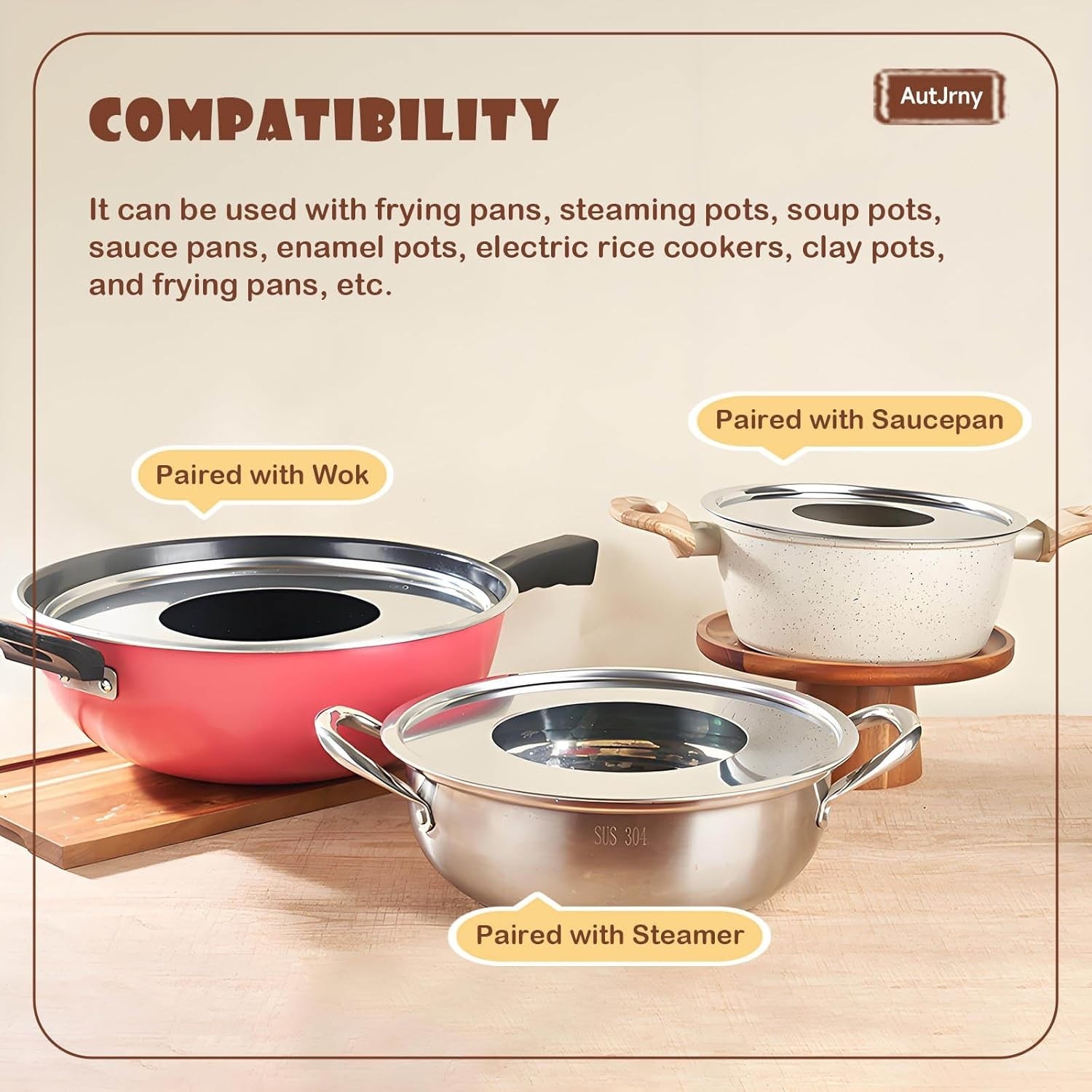 Stainless Steel Steamer Ring | 13 Inch, Fits 7 to 12 Inch Bamboo Steamer | Steam