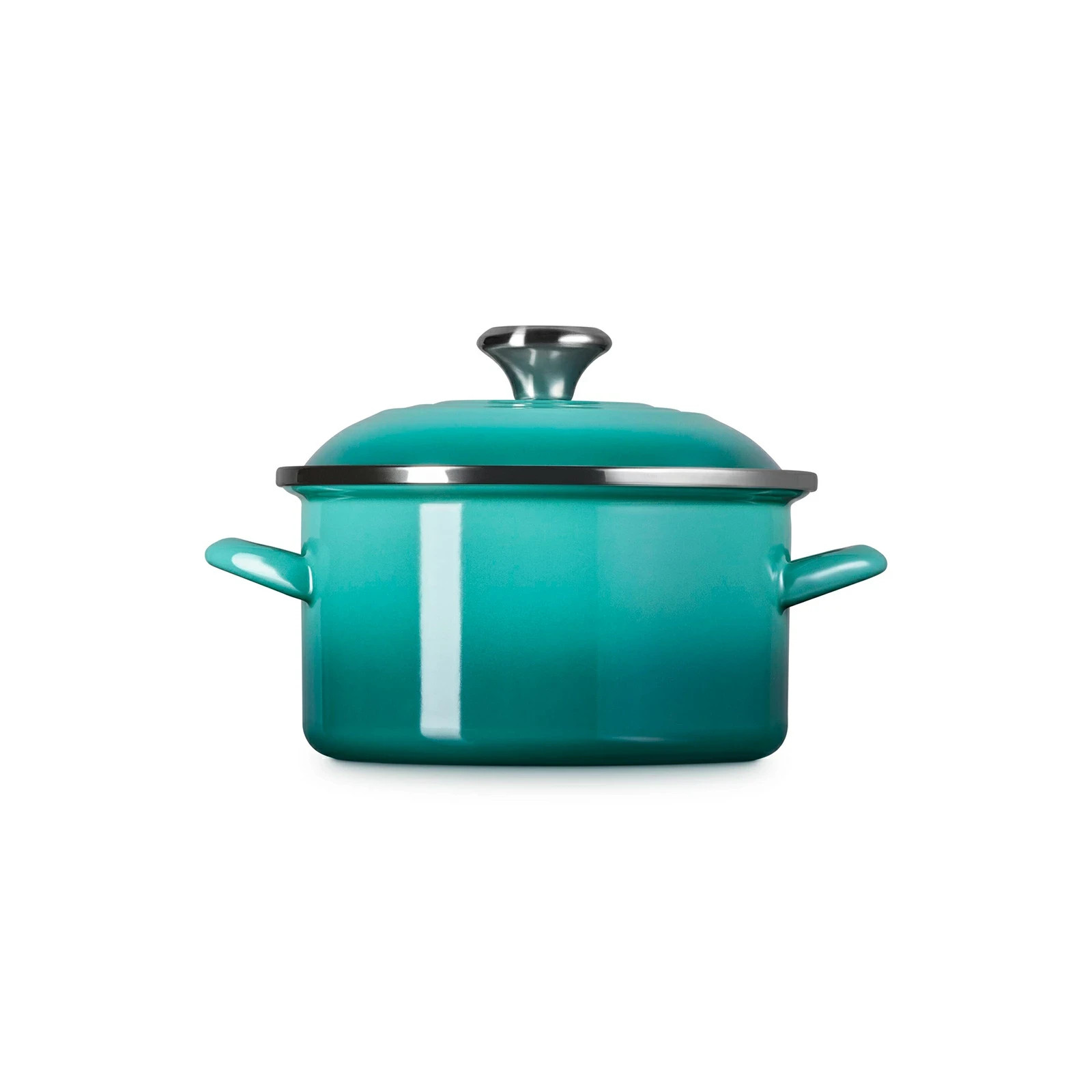 Le Creuset EOS Casserole 20cm 3.7L Blue Rivier Silver Knob Enamel on Steel New
