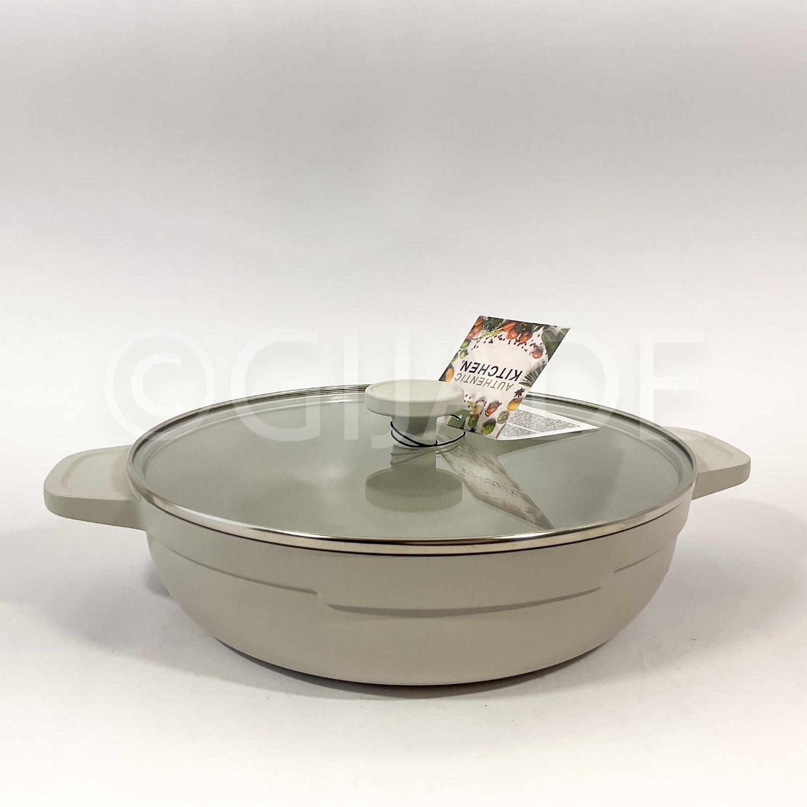 Authentic kitchen 4-Qt Everyday Pan 11″ Low Casserole Grayish Non-Stick Ceramic