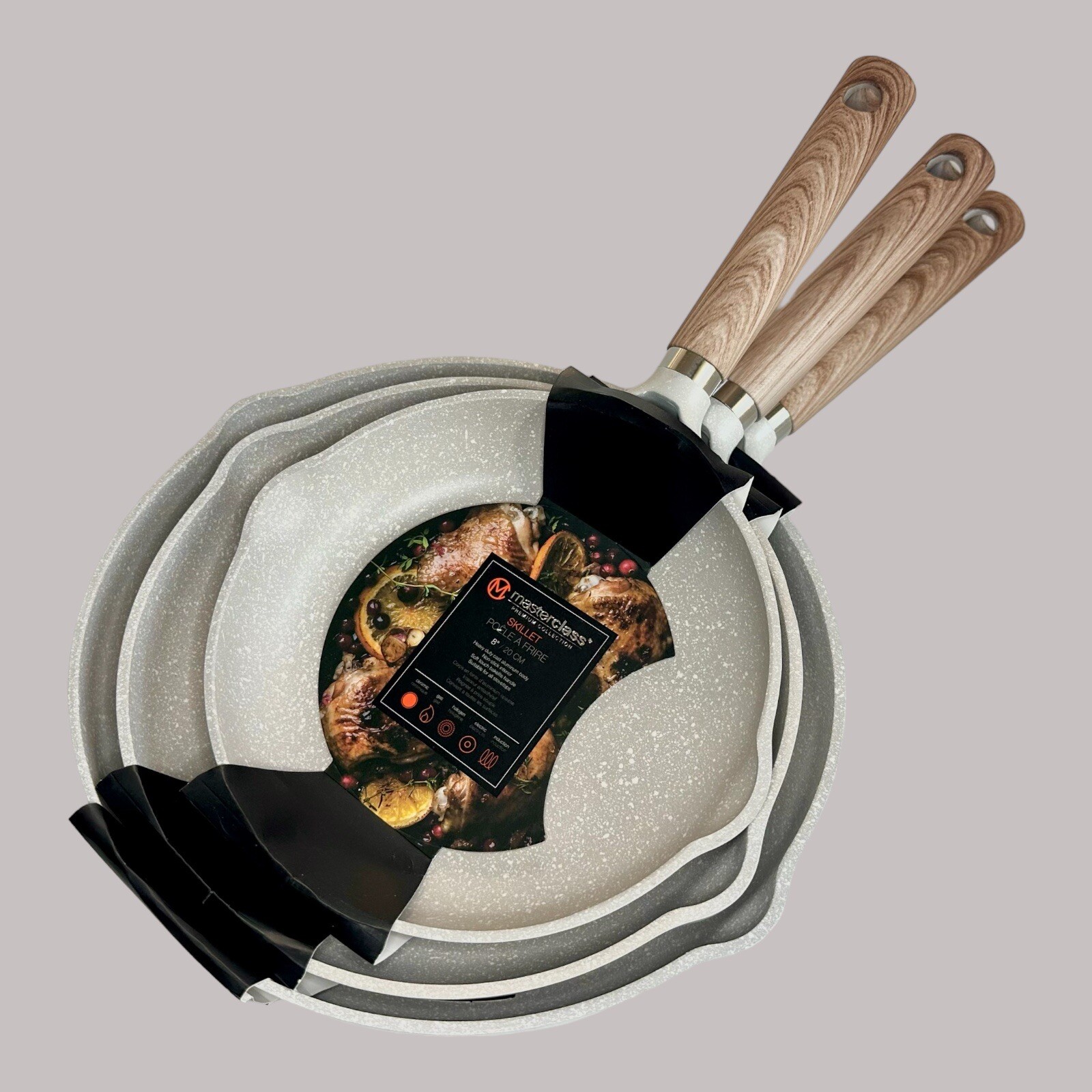 Masterclass Premium Cookware 8″ 9.5″ 11″ Skillet Frying Pans Set Of 3