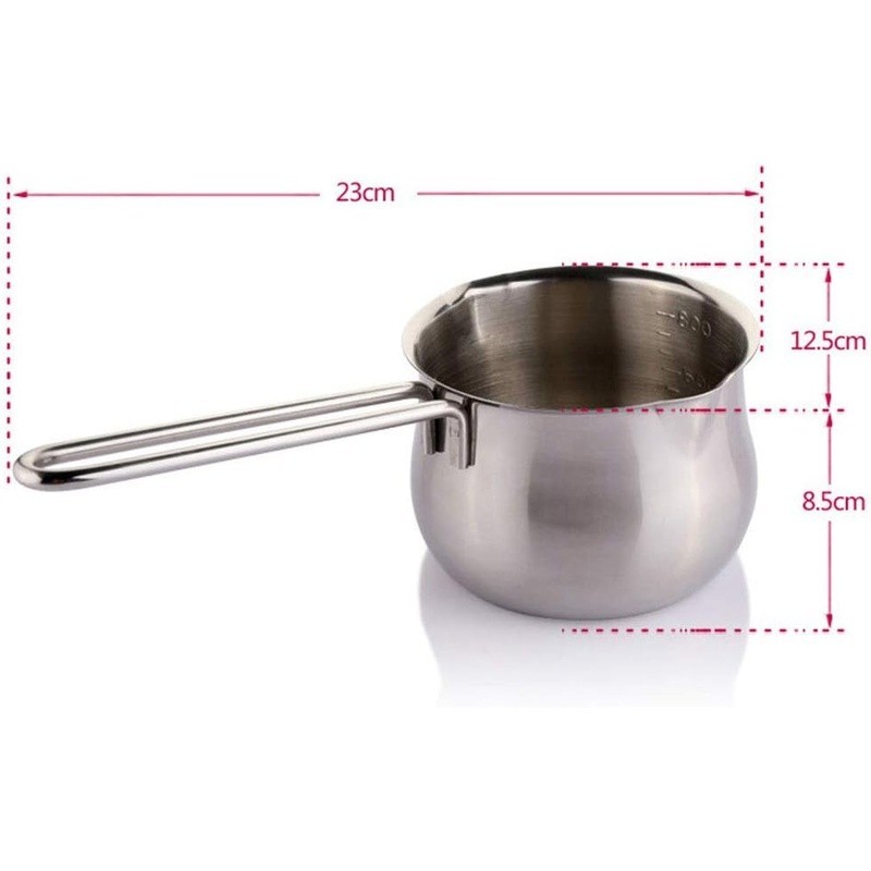 Stainless Steel Milk Pot Induction Cookware Mirror Polished Saucepan 1L New
