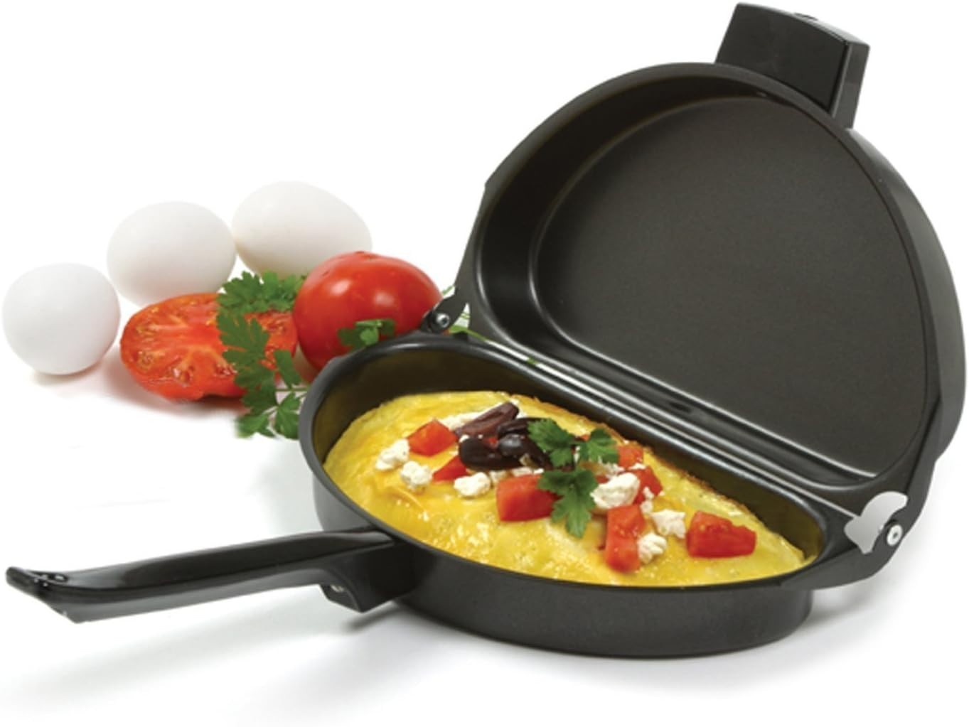 Durable Black Nonstick Omelet Pan with Stay Cool Handle – Hand Wash Recommended