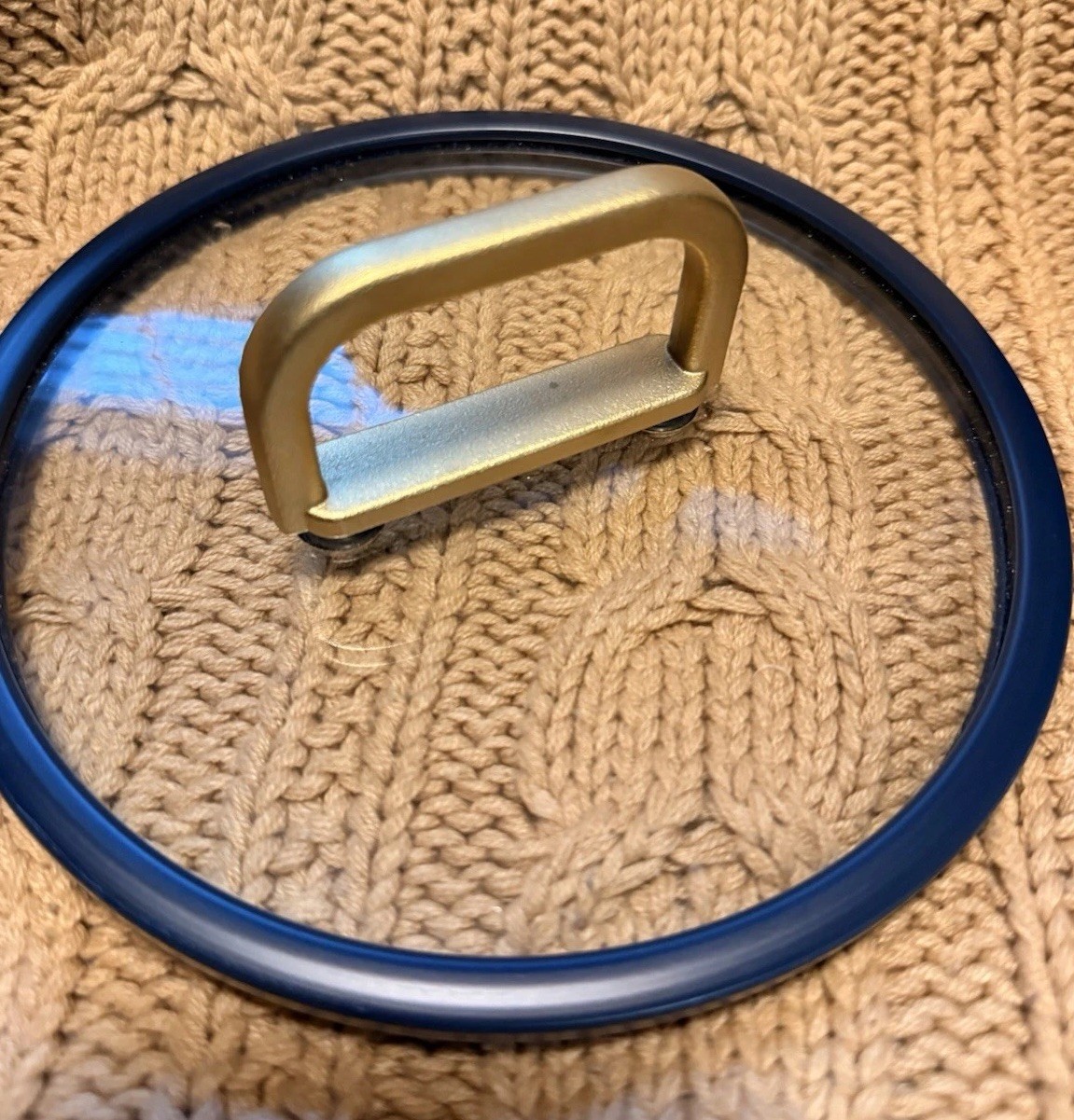 Tucci 2 qt Nonstick Saucepan w/ Glass Lid, Marino Blue w/ Gold Long Handle