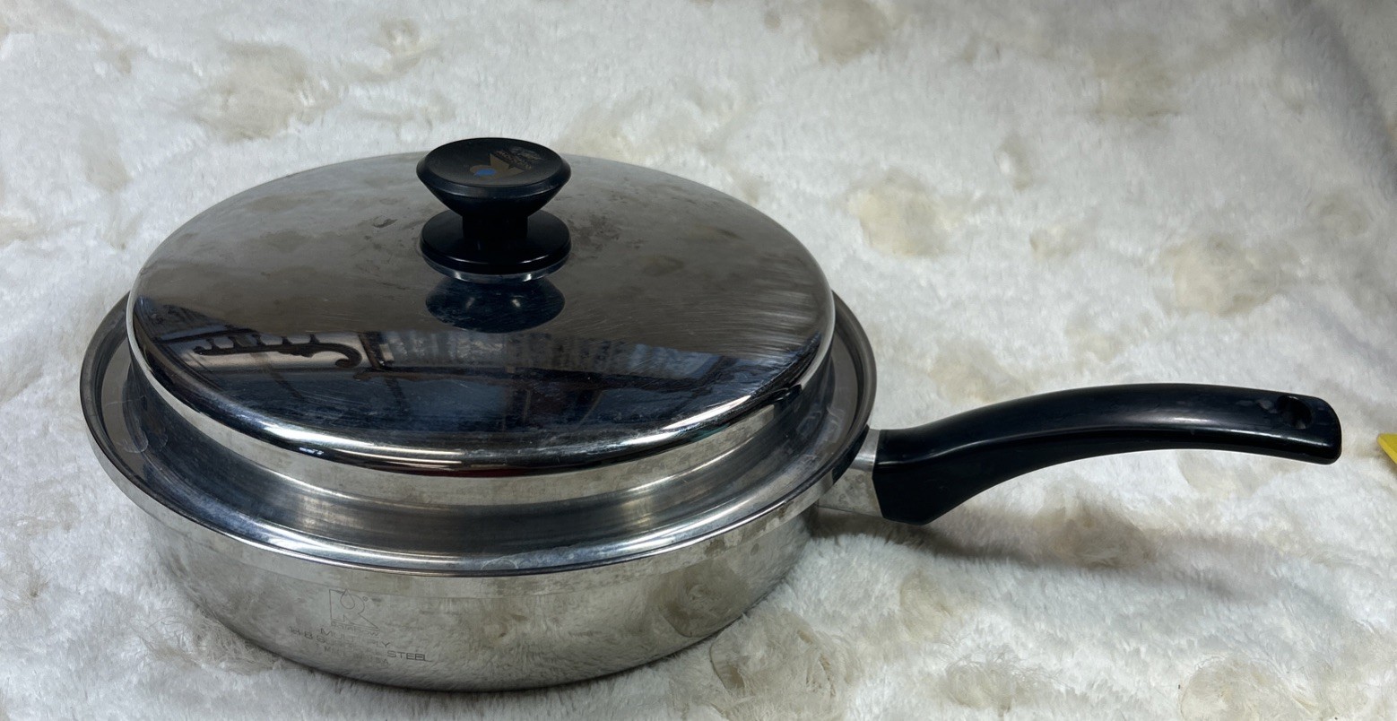 Vintage Rainbow Cookware 18-8 Multi Ply Surgical Steel Skillet W Lid & Insert 11