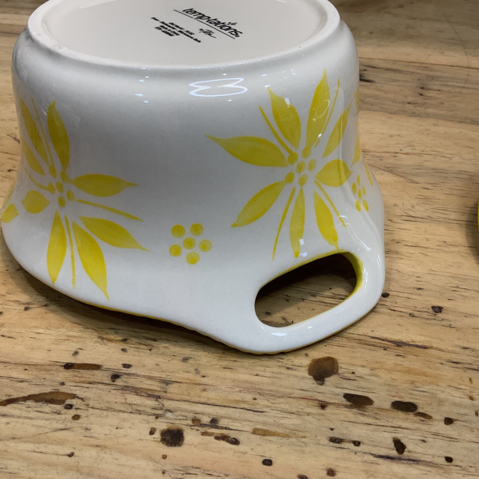 Temptations Old World Yellow Floral 16oz Mini Casserole Crock w/ Lid