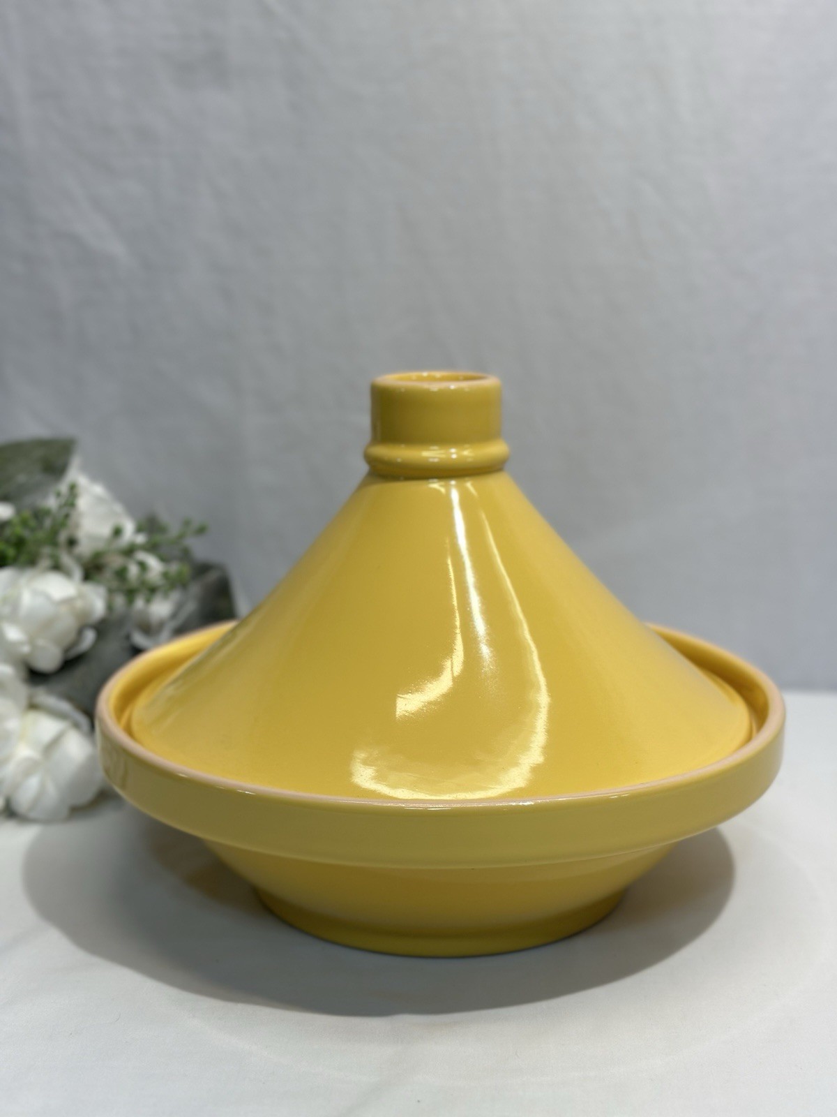 TAG 11” Moroccan Terracotta TAGINE Yellow Glazed Pottery Made in Portugal