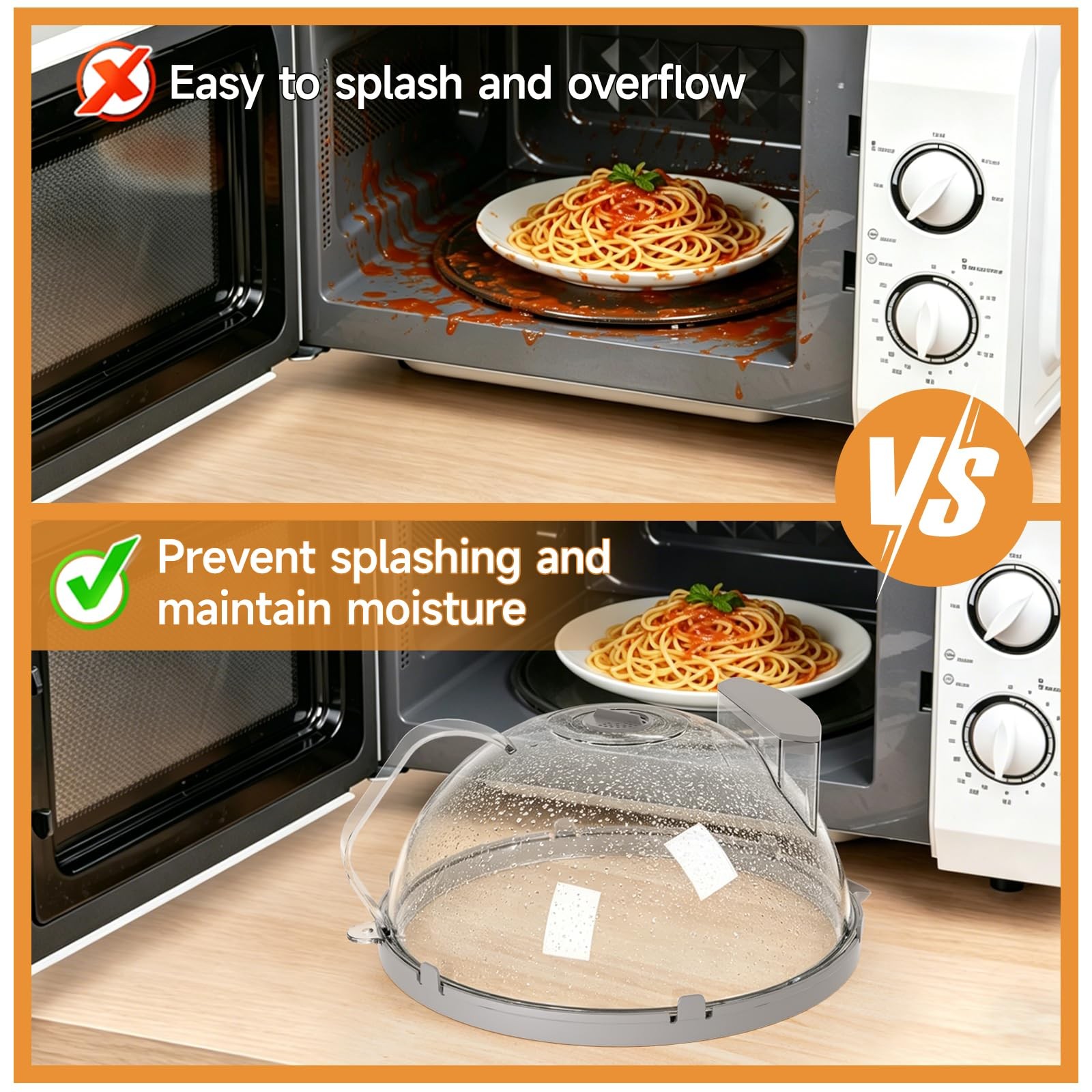 10″ Microwave Splatter Cover with Water Steamer, Microwave Cover for Food, Do…