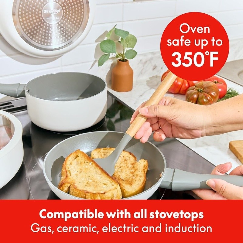 12Pcs Nonstick Cookware Set Aluminum Kitchen Utensils Even Heating Easy Clean US