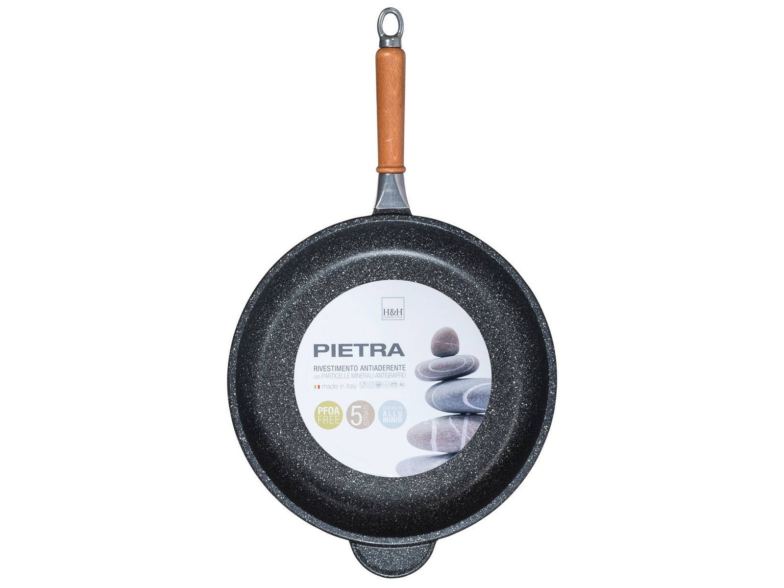 Pan H&h High Non-Stick Stone Handle Wooden CM 32