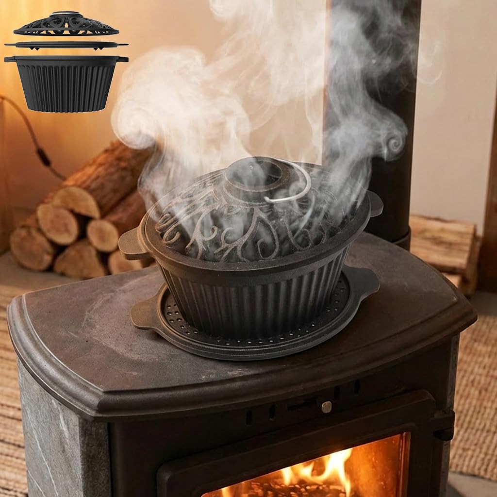Wood Stove Steamer, Cast Iron Humidifier for Wood Stove, Cast Iron Steamer Po…