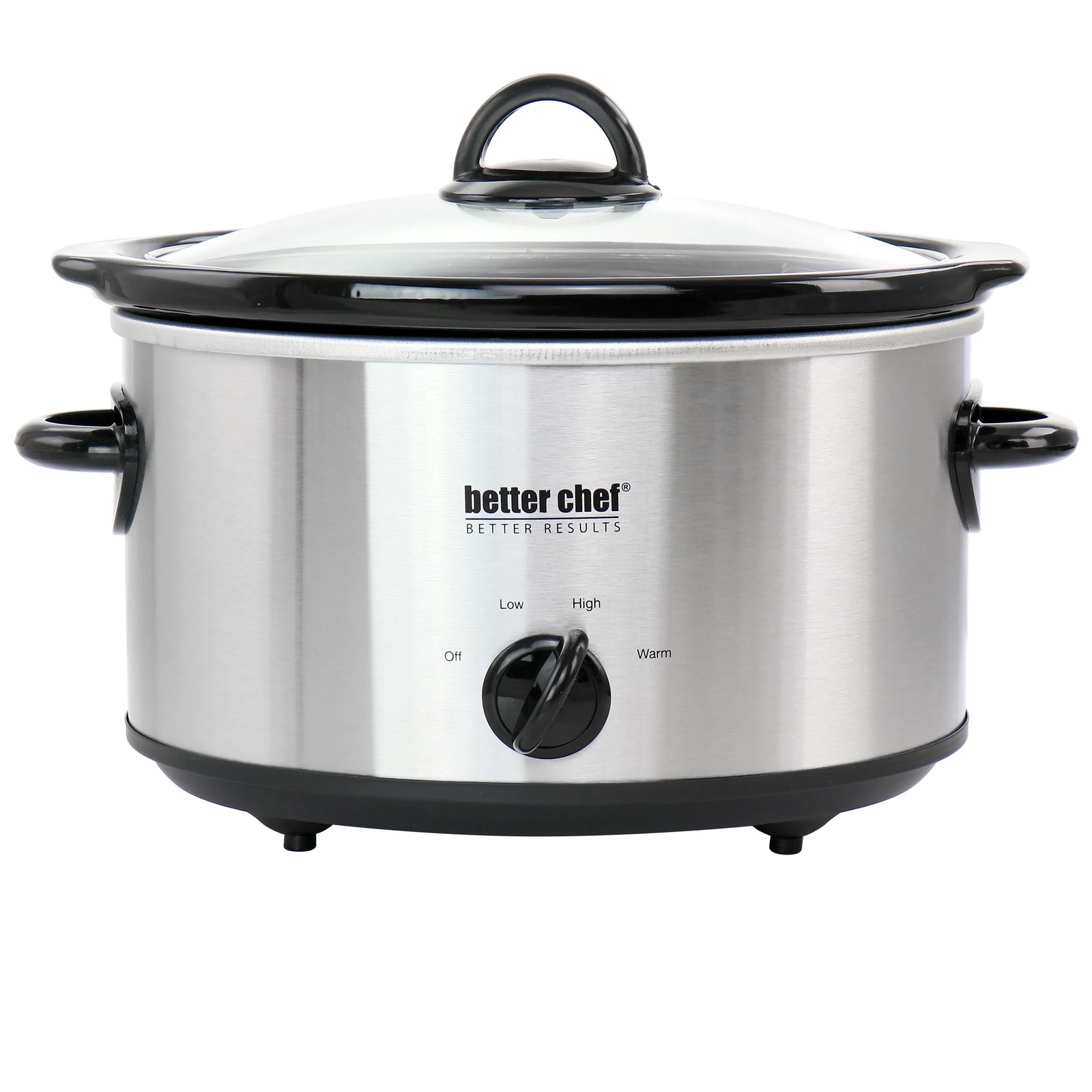Better Chef 4 Quart Oval Slow Cooker with Removable Stoneware Crock in Stainless