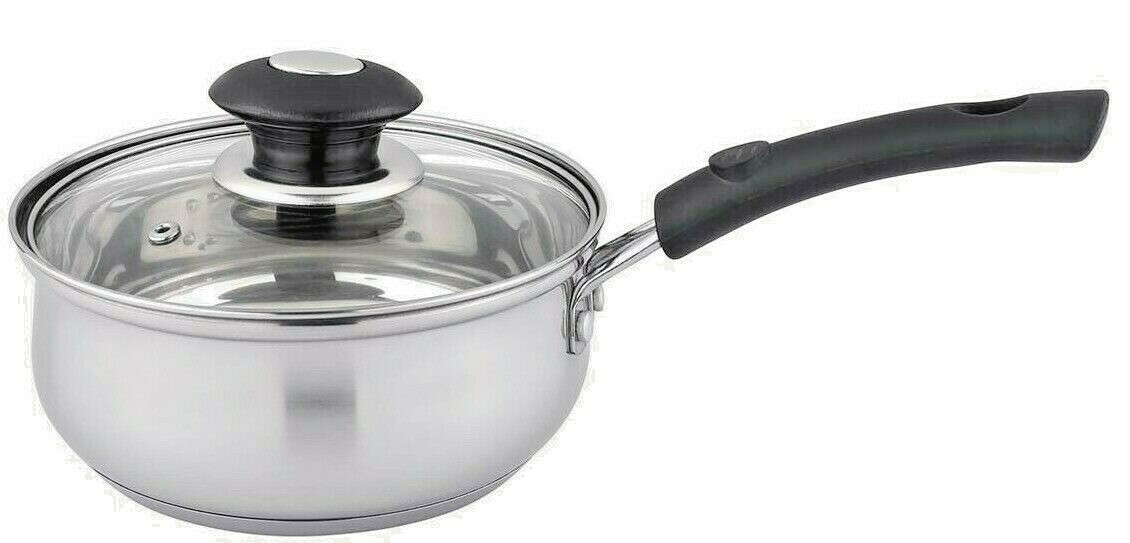 Stainless Steel Sauce Pan With Glass Lid, 1,1.6,2.3 Quarts