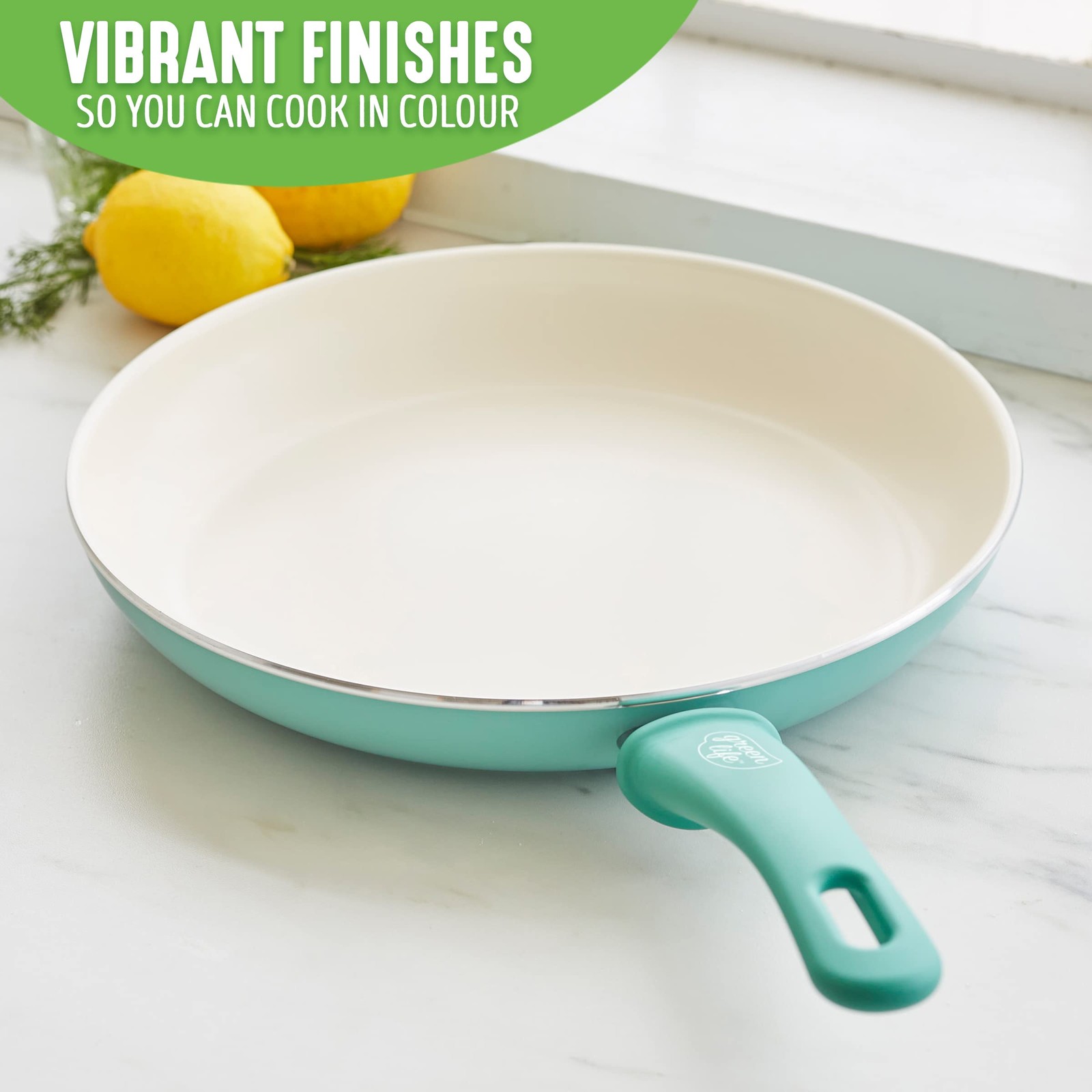 GreenLife Soft Grip 12″ Ceramic Non-Stick Open Frypan, Turquoise – CW000524-002