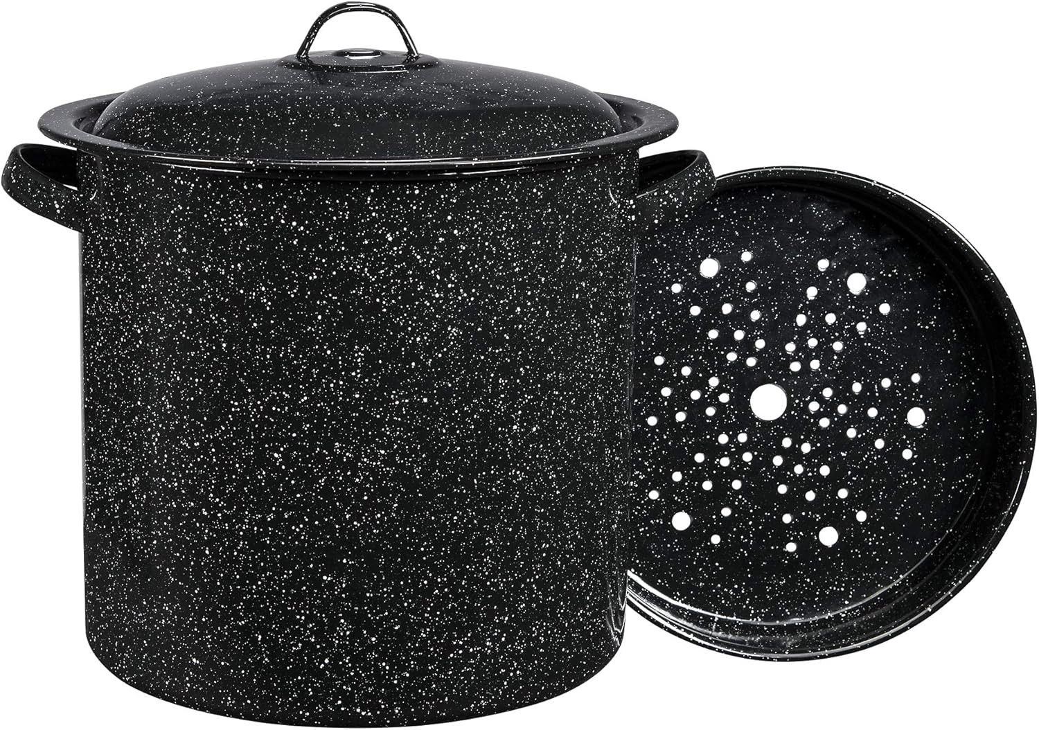 15.5 Qt Steamer Pot with Rack, Black – Multi-Tier Steam Pot for Cooking Tamales,