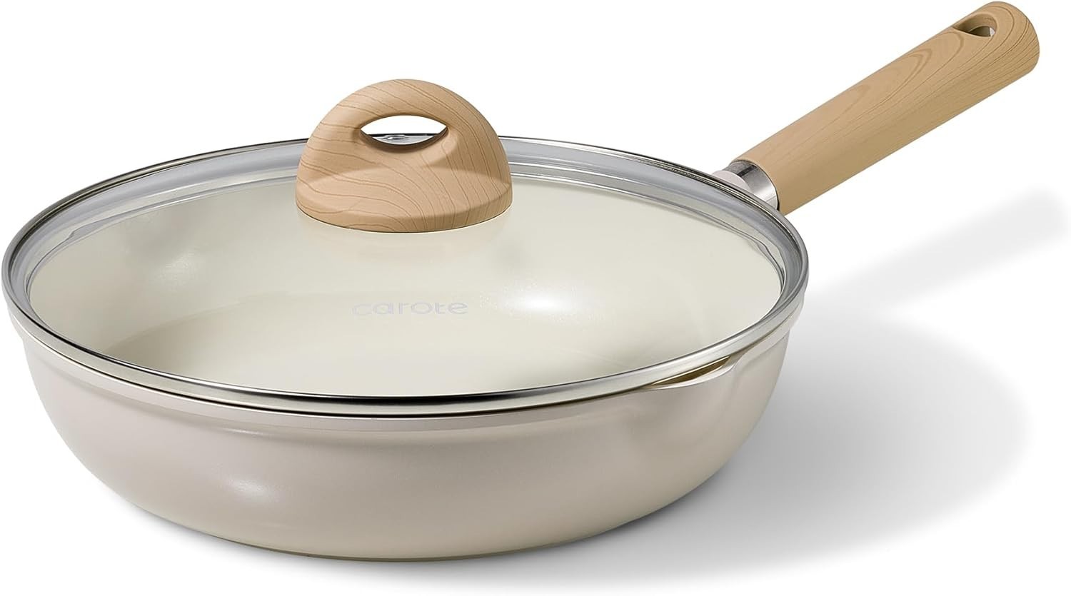 10″ Ceramic Frying Pan with Lid, Non Stick Frying Pan Skillet Chef’s Pan, Hea…