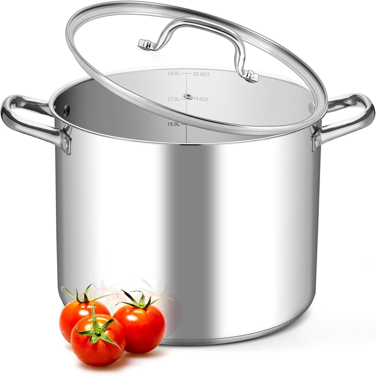 20QT Stock Pot 18/10 Stainless Steel Soup Pot W/ Lid Heavy Duty Stockpot