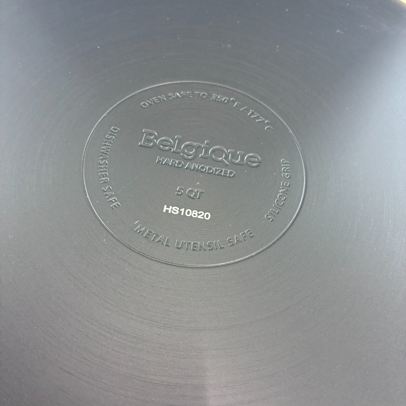 Belgique HS10820 5 Qt Hard Anodized Saute Pan Gray Nonstick Deep Skillet w/ Lid