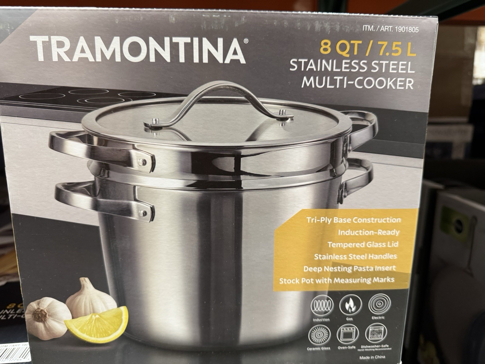 NEW Tramontina Stainless Steel 8-Quart Multi-Cooker with Pasta Insert