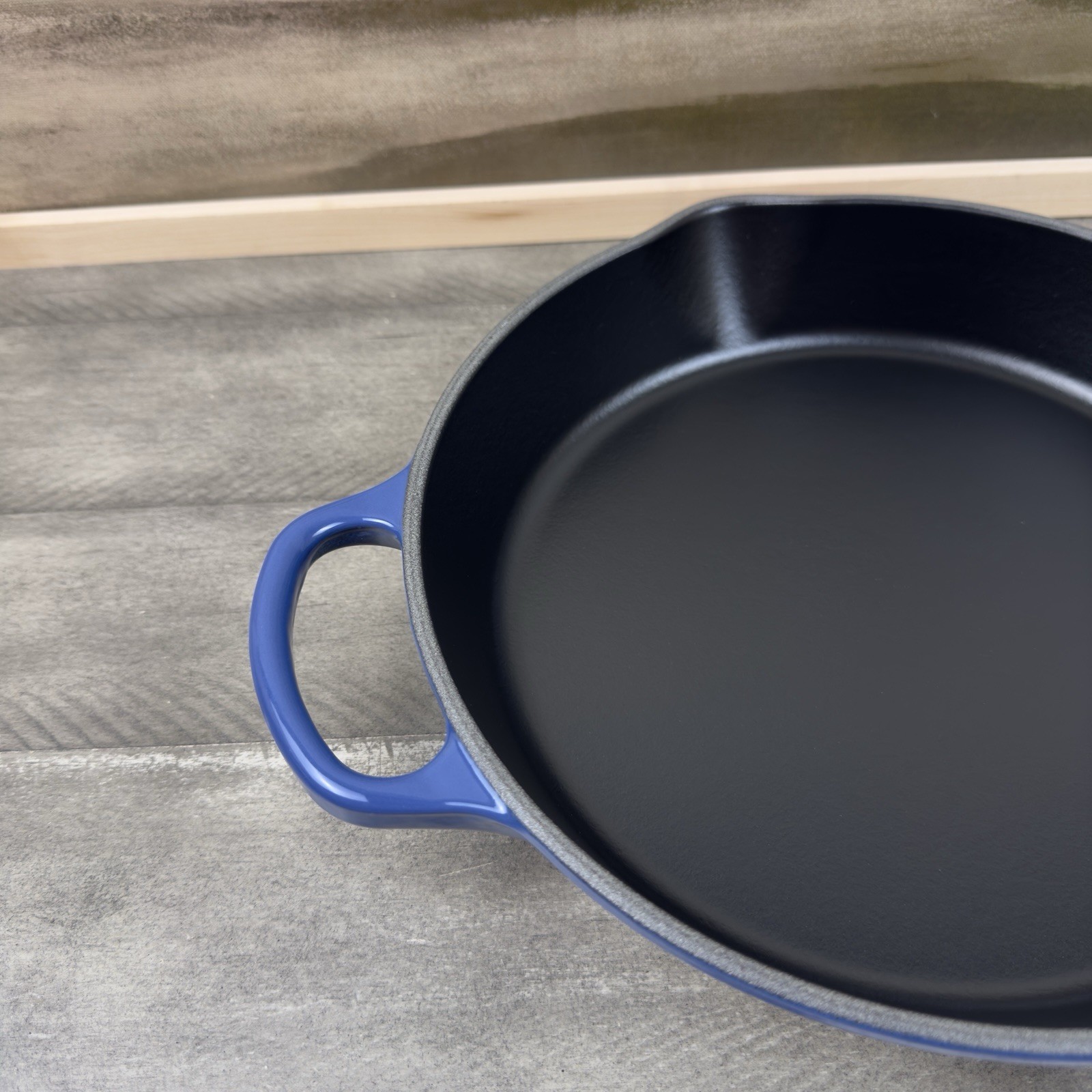 Le Creuset Signature Enameled Cast Iron Deep Skillet 10 1/4” Lapis Scuffed Read