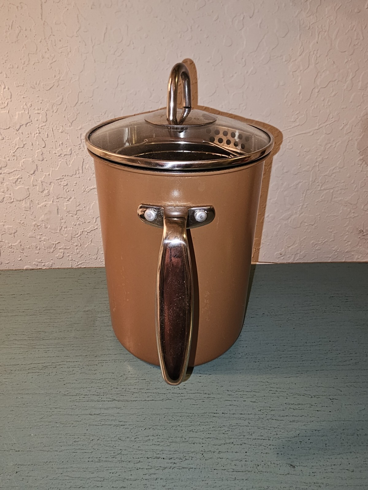 Cook’s Companion Copper 12 Cup Vertical Pot W/Utility Basket & Lid-Very Good