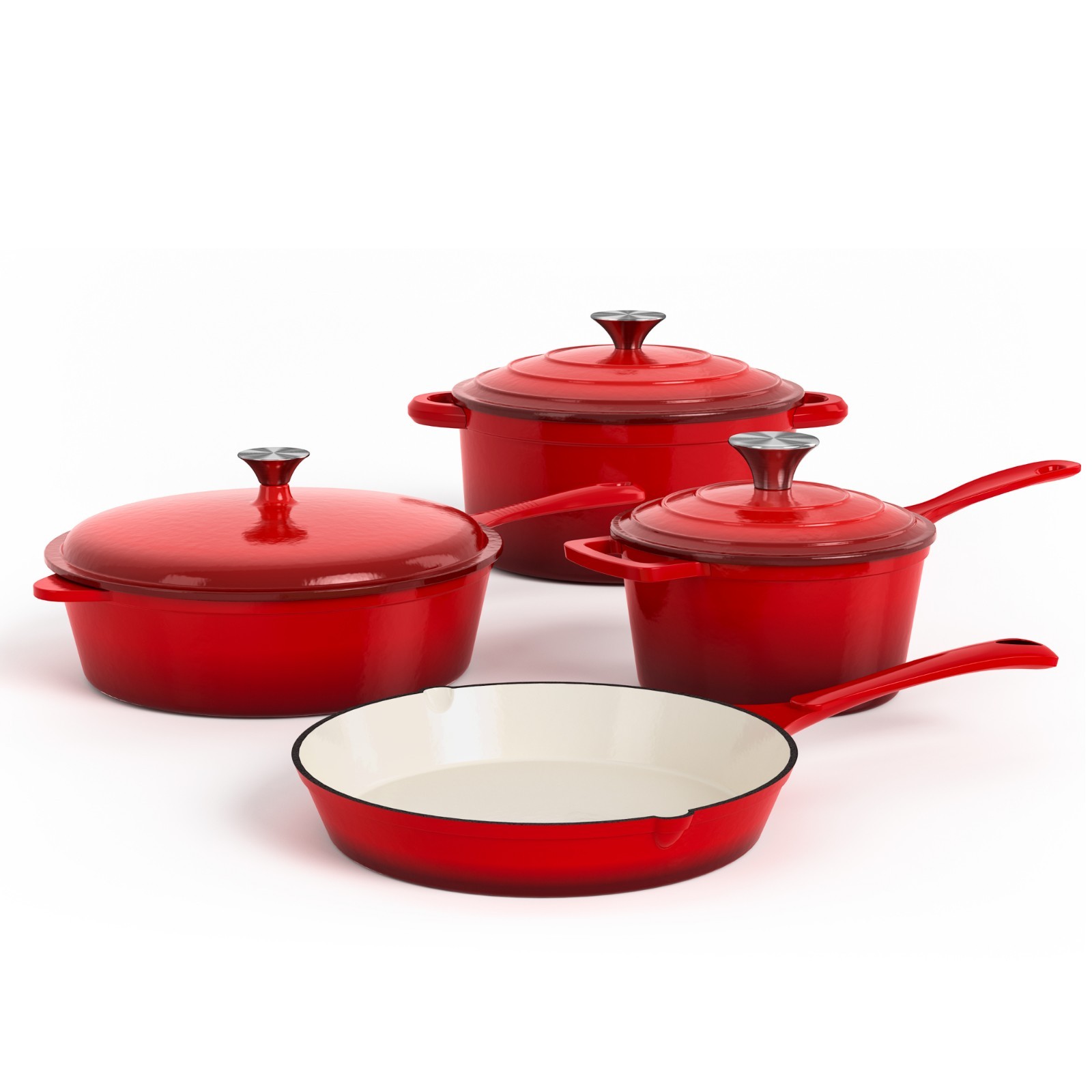Enameled Cast Iron Cookware Set: Dutch Ovens with Nonstick Ceramic Coating
