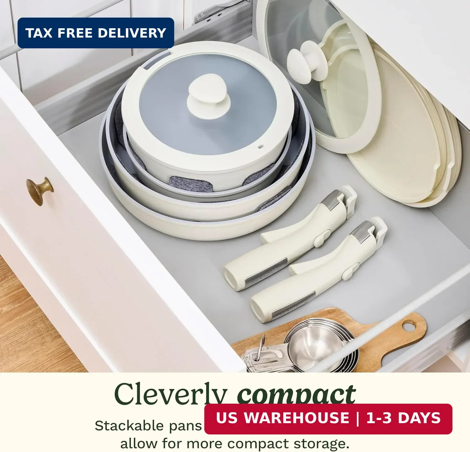 13-Pc ClickSmart Nonstick Detachable Handle Ceramic Cookware, Pots and