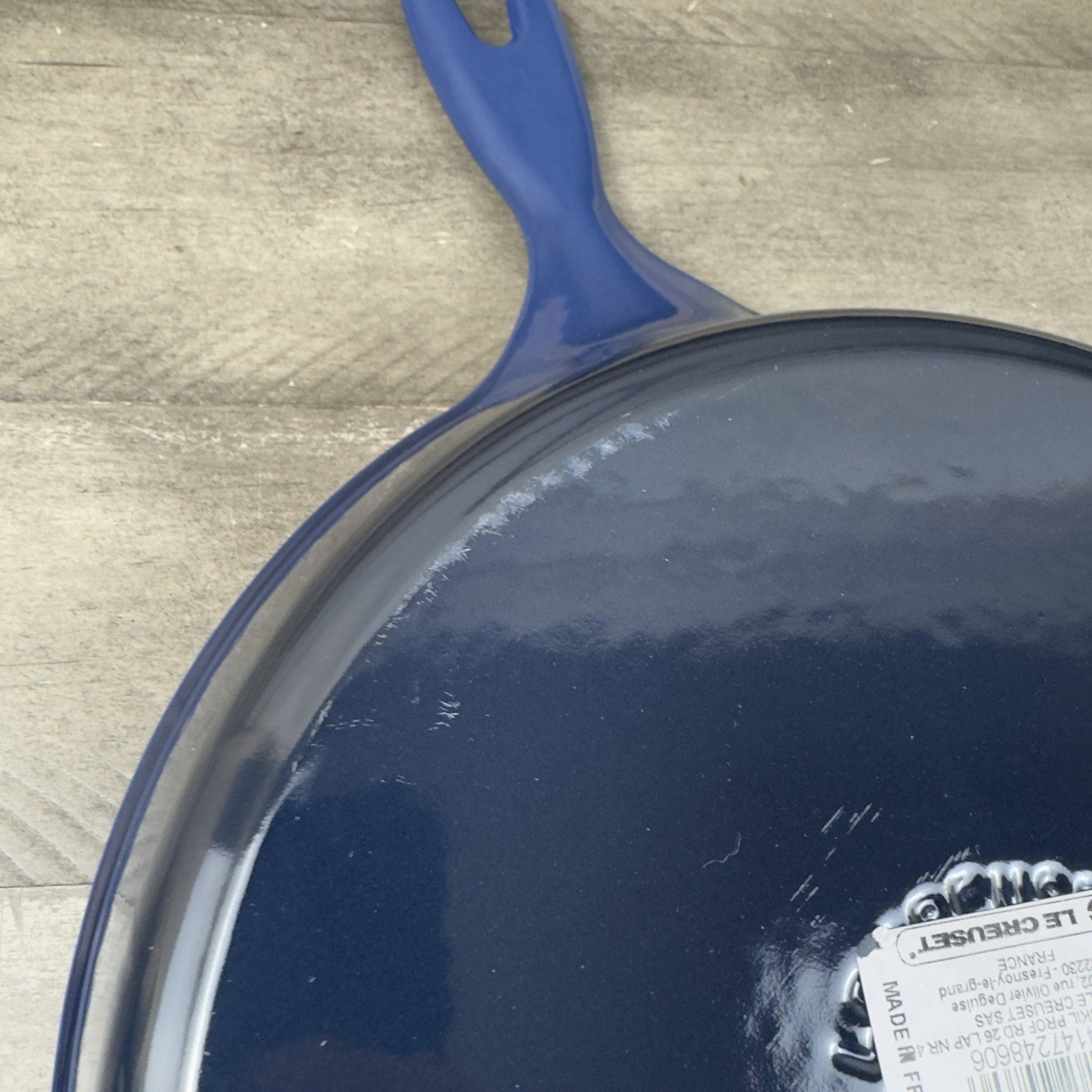 Le Creuset Signature Enameled Cast Iron Deep Skillet 10 1/4” Lapis Scuffed Read