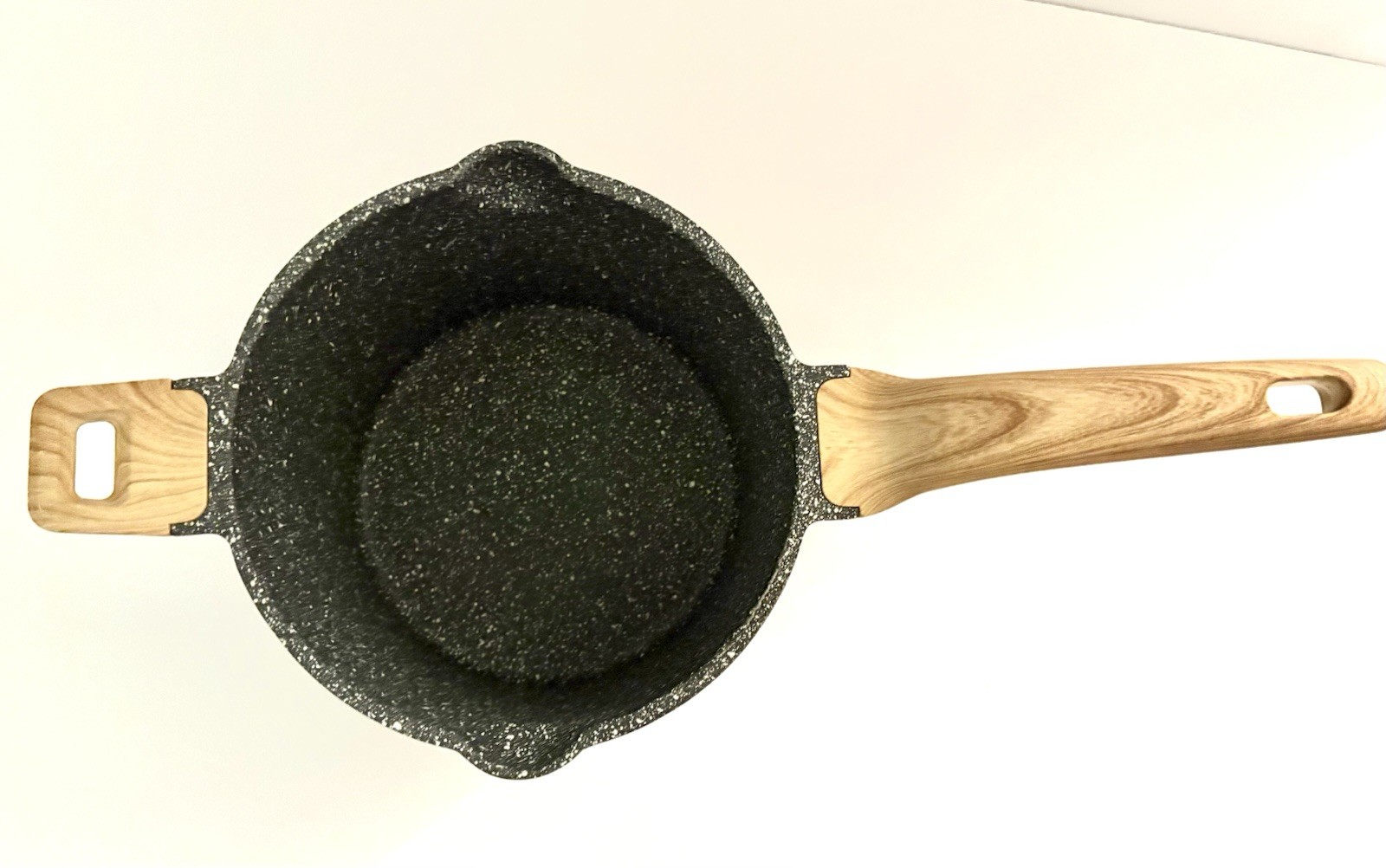 Natural Elements Non-Stick Granite Saucepan Wood Handle Induction Gas Electric