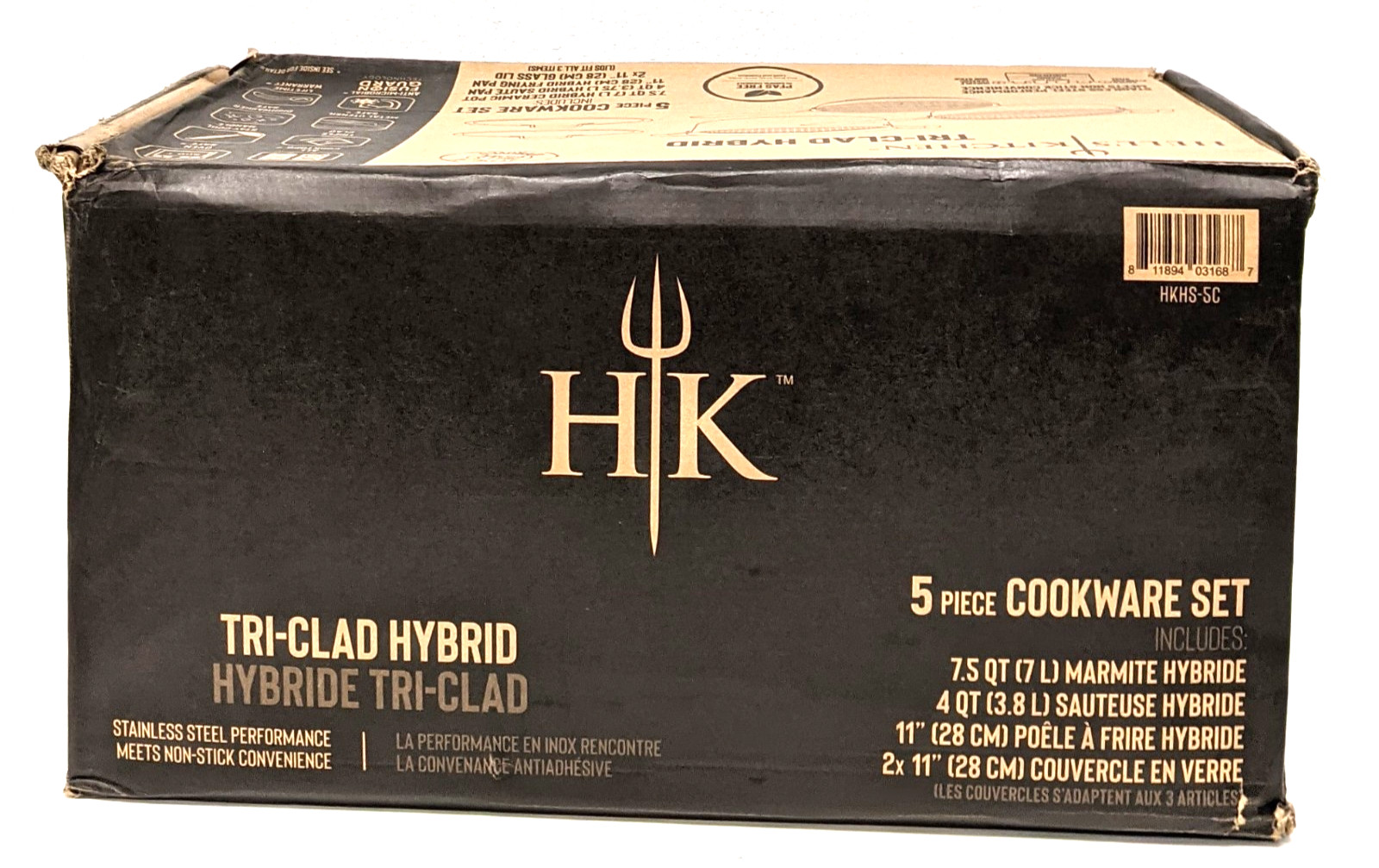 Hell’s Kitchen 5pc Tri-Clad Hybrid Cookware Set PFAS-Free Open Box HKHS-5C