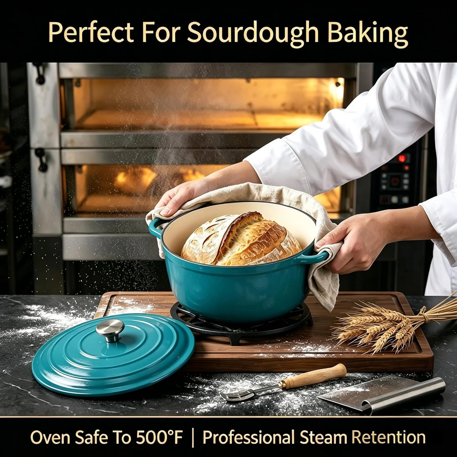 QuliMetal Enameled Cast Iron Cookware Set, 4-Piece Pots and Pans Set with Lids,