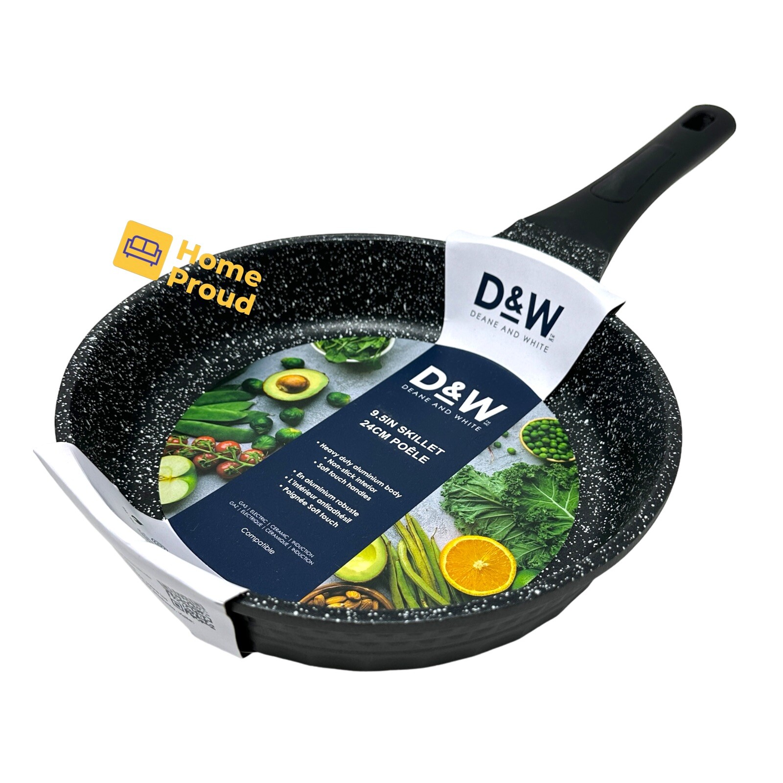 Premium Frying Pan D&W Skillet Nonstick Heavy Duty Kitchen Cookware 9.5 in Black