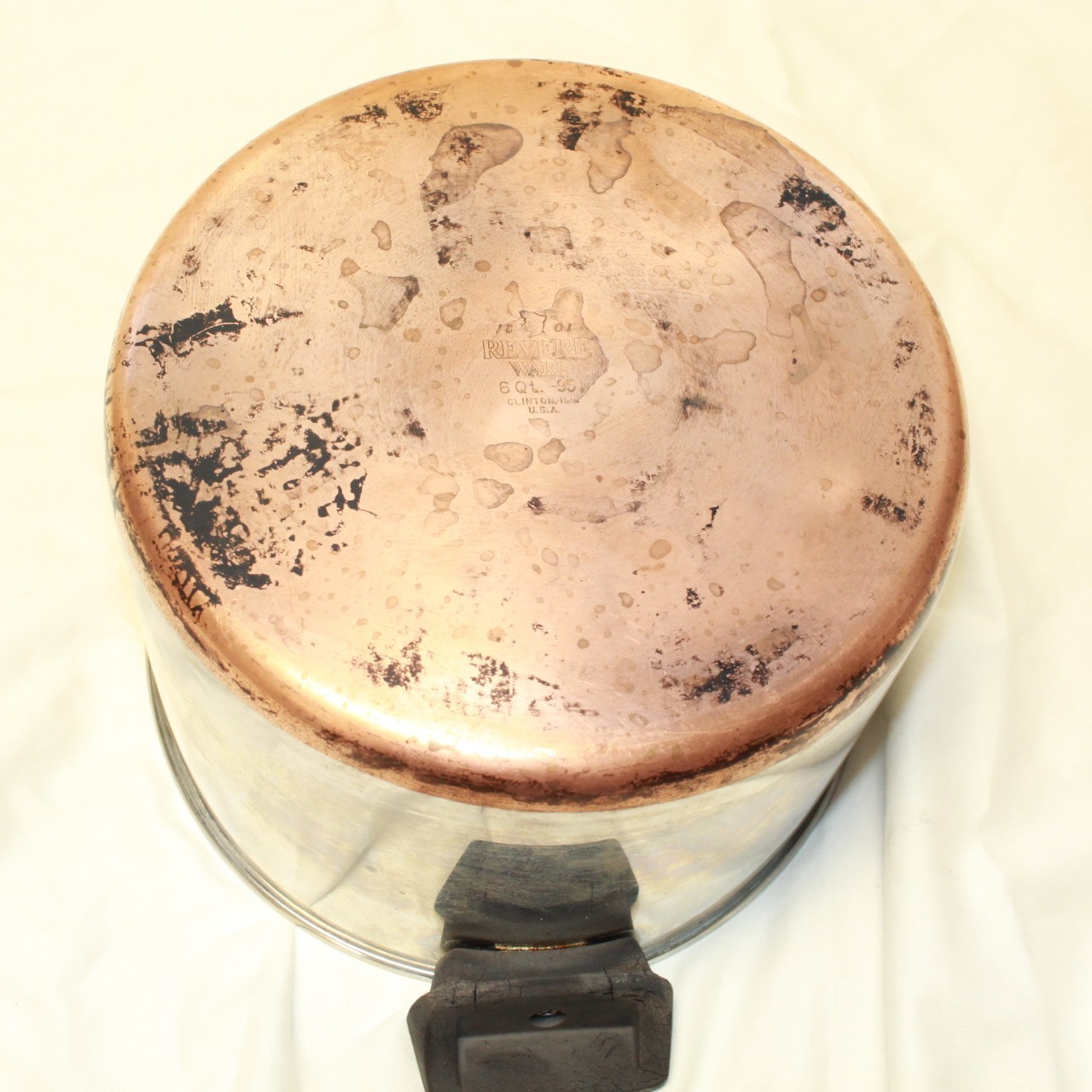 Revere Ware 1801 6 QT Copper Bottom Stock Pot W/ Ladle -Clinton, ILL 95l- NO LID