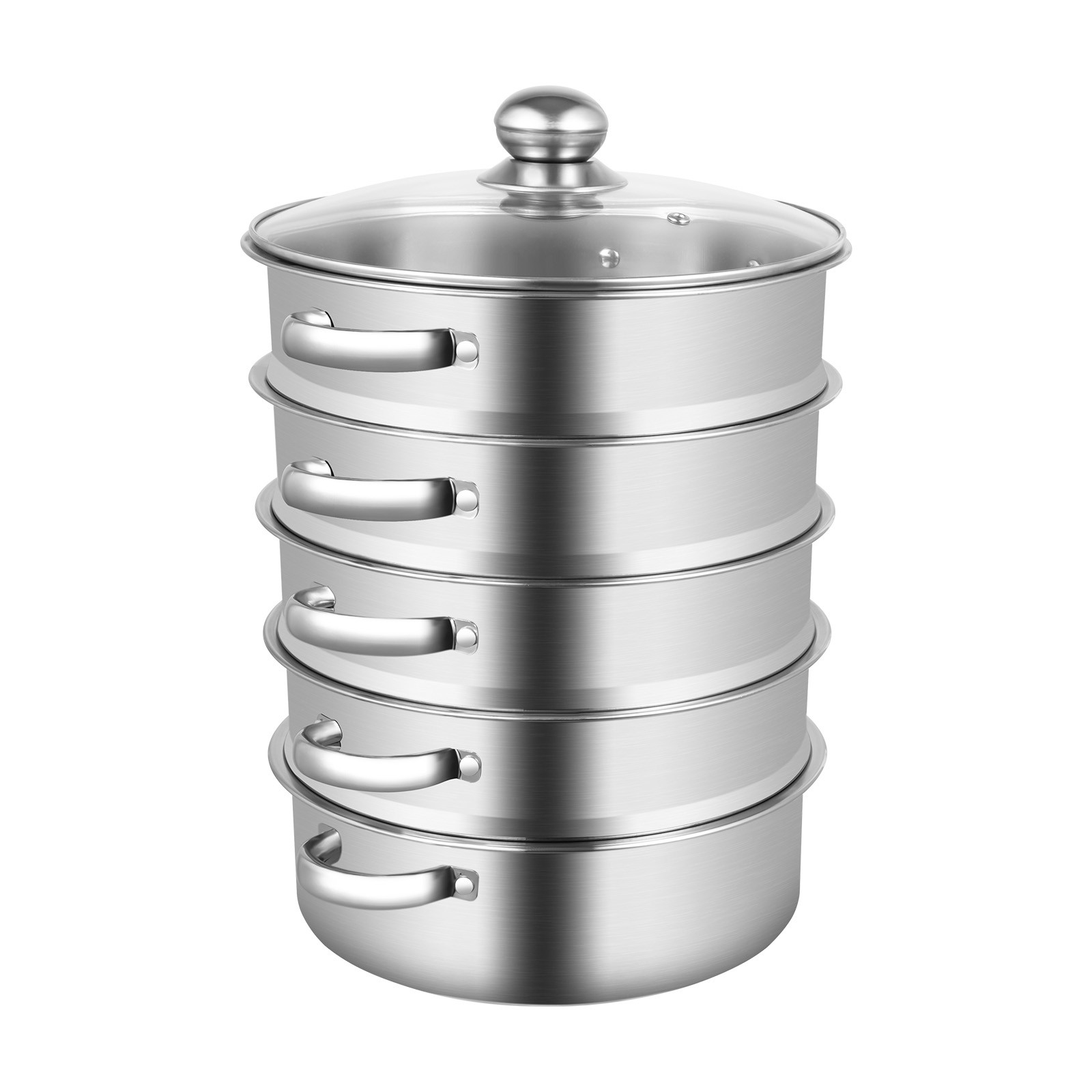 5-Tier Dumpling Steamer Stainless Steel Steamer Pot With Lid Steaming Basket