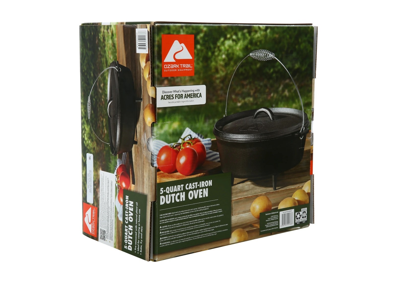 OZARK TRAIL 5-Quart Pre-Seasoned Cast Iron Dutch Oven with Spiral Bail Handle