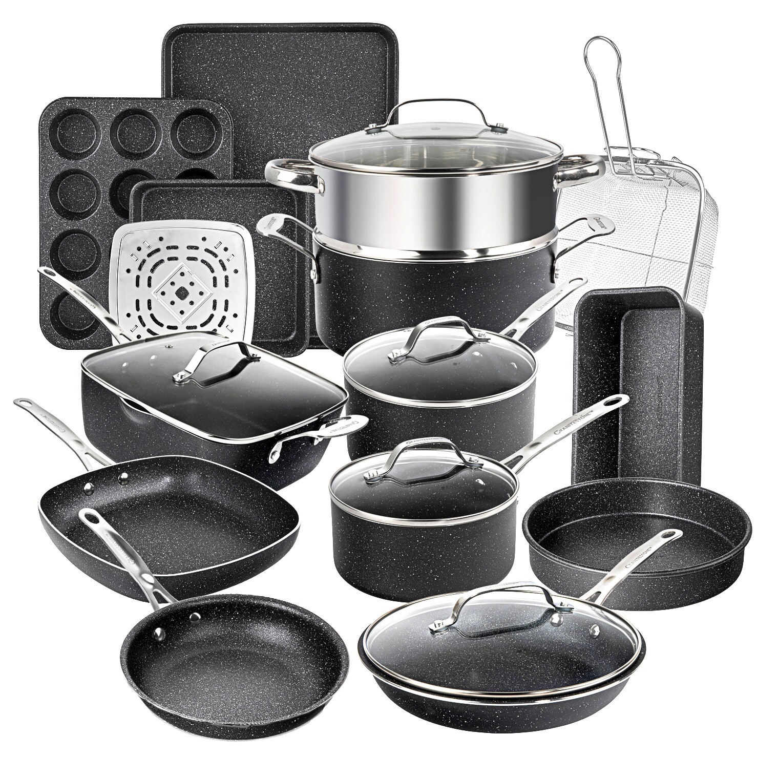 Granitestone 20 Piece Complete Kitchen in Box, Nonstick Cookware & Bakeware Set