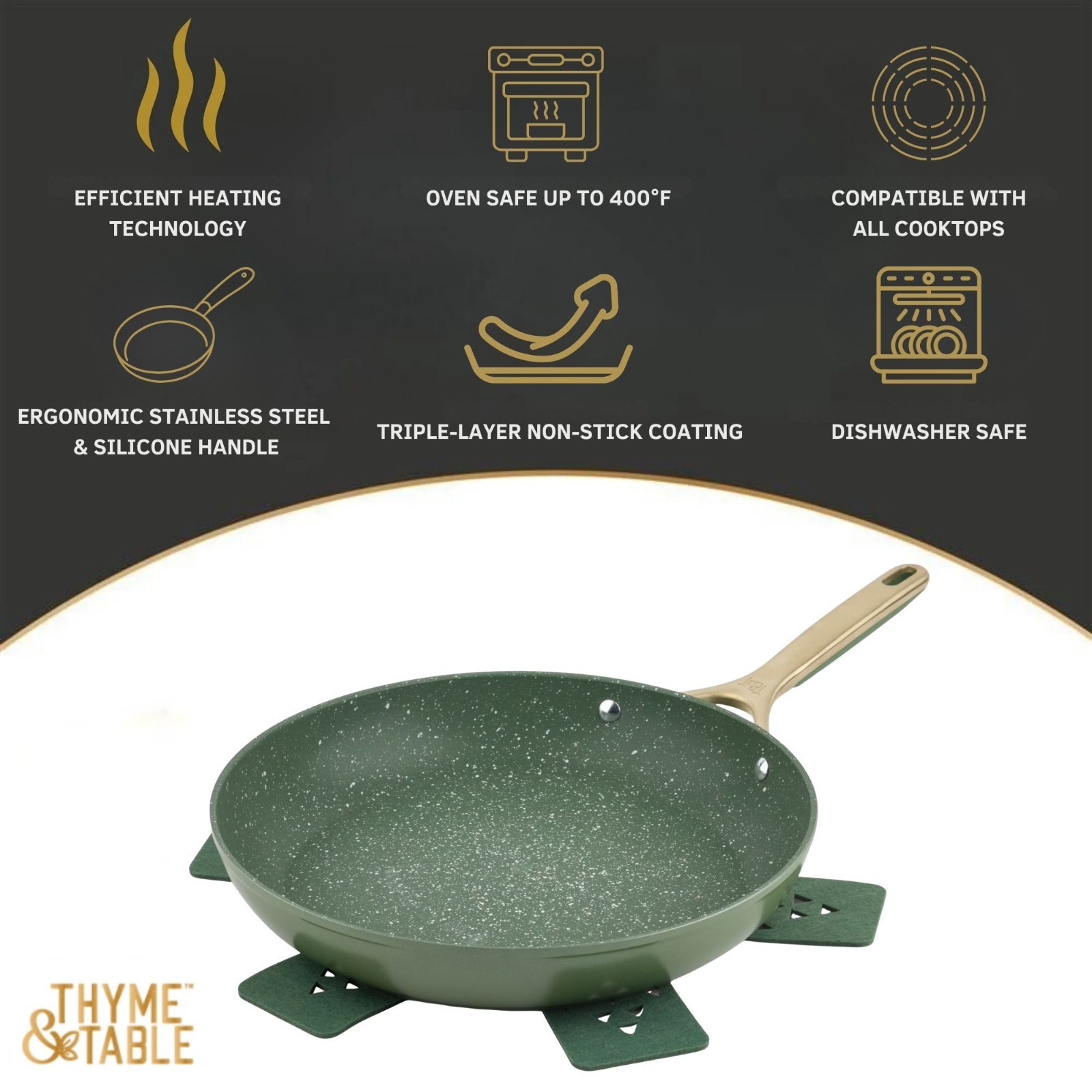 Thyme & Table 12″ Non-Stick Supreme Fry Pan – Olive