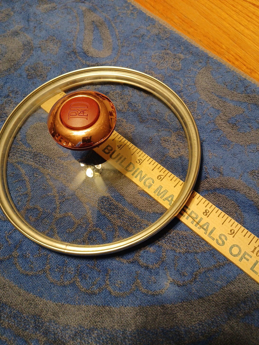 2 Paula Deen PD Glass Copper Replacement Lid 9.25” Interior Diam. Red Enamel