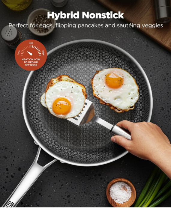 Non Stick Frying Pans, 12-inch with Lid, Hybrid Fajita Pans Nonstick,non stick