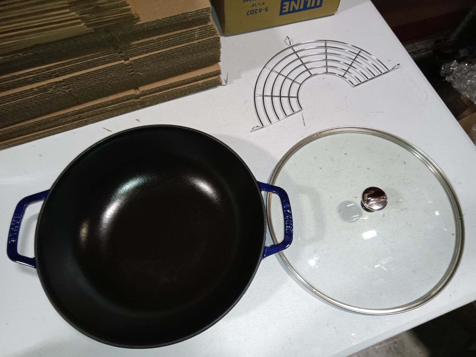 Staub Cast Iron Perfect Pan, Dark Blue. 12-Inches