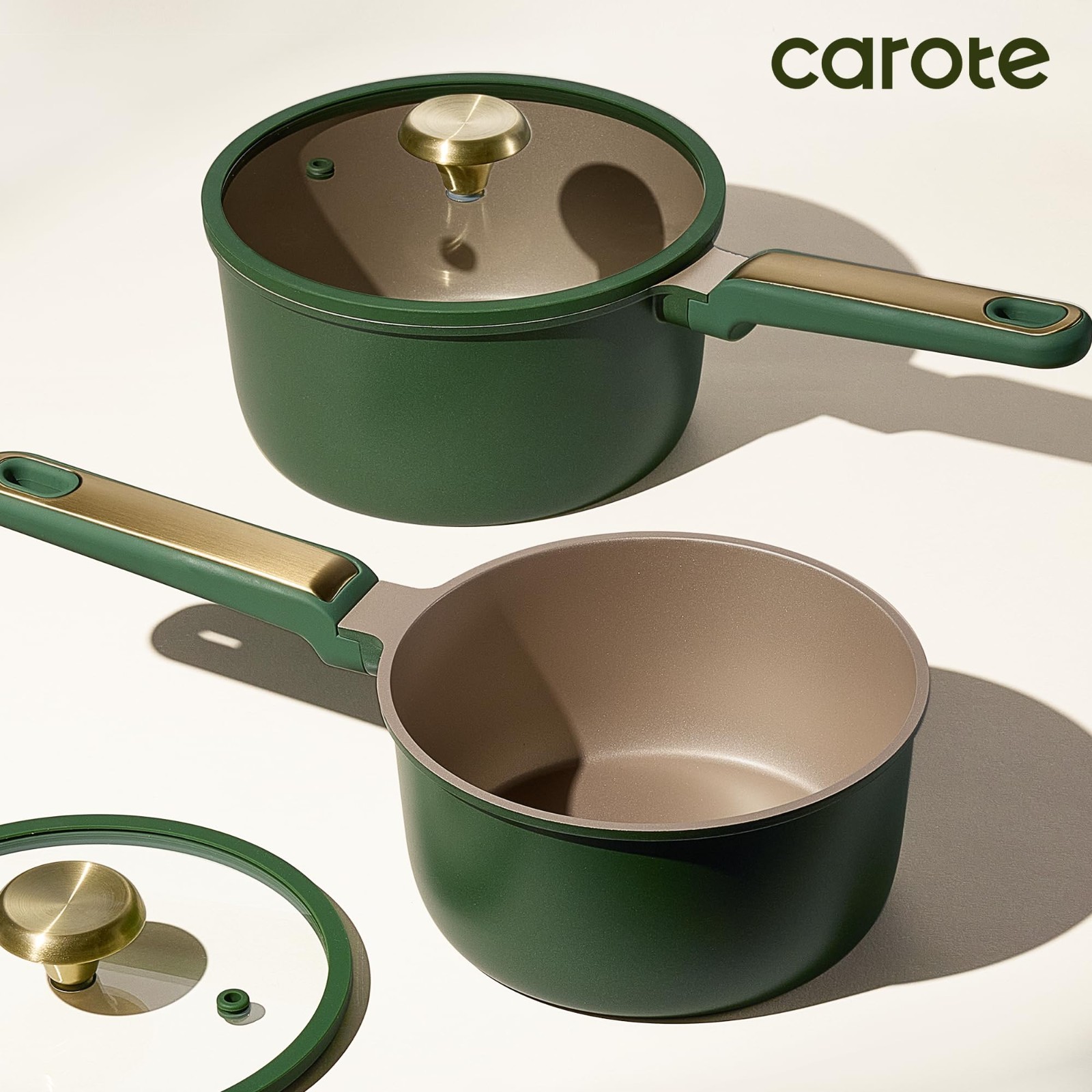 Nonstick 2QT & 2.5QT Saucepan Set with Lid & Ladle, Induction Compatible, Easy C