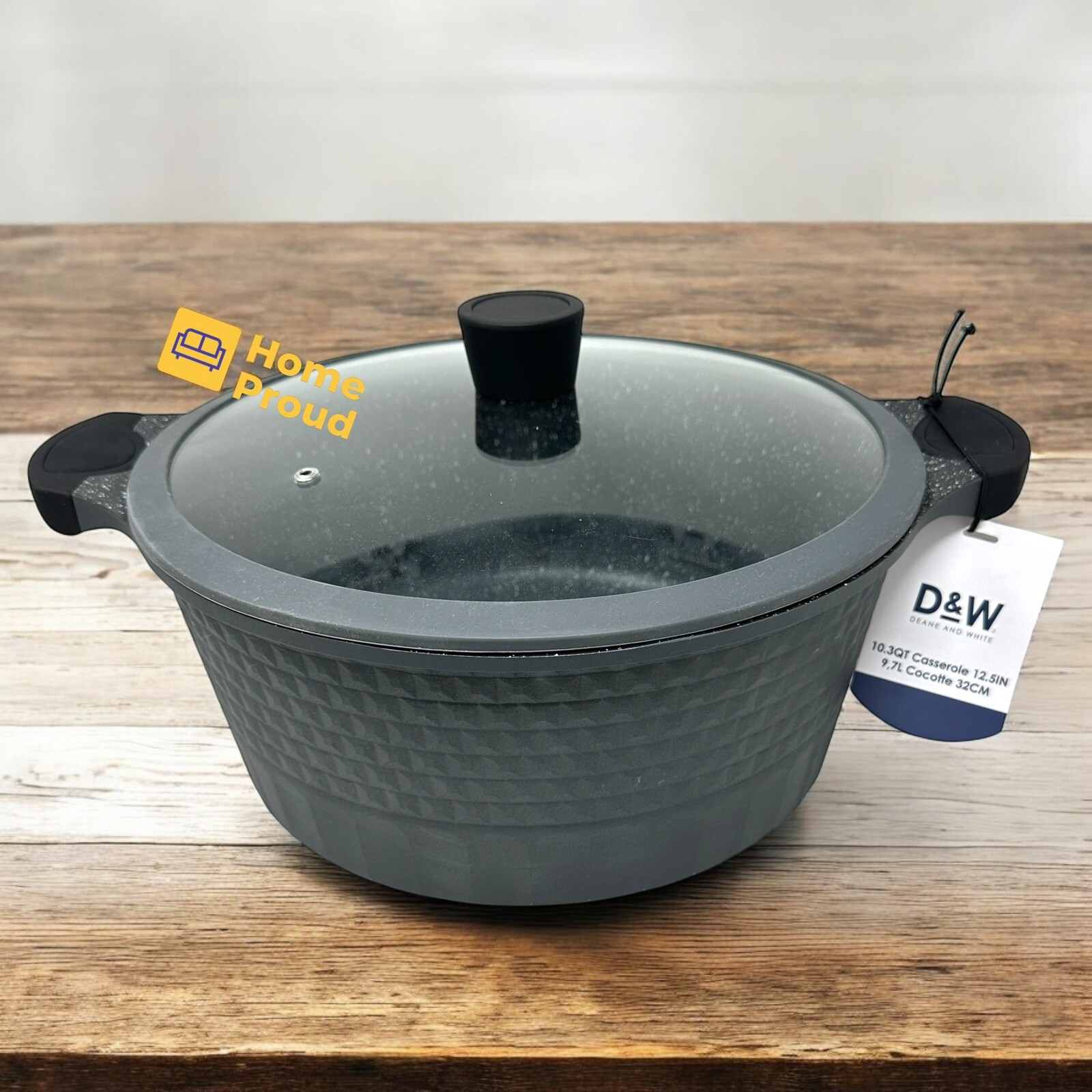 D&W Pot/Casserole 12.5″ Inch,10 Qt With Lid Big Party Size Nonstick Cookware