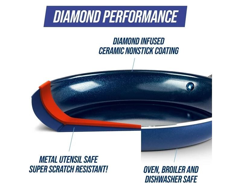 Blue Diamond Toxin Free Ceramic Metal Utensil Dishwasher, 11” Griddle