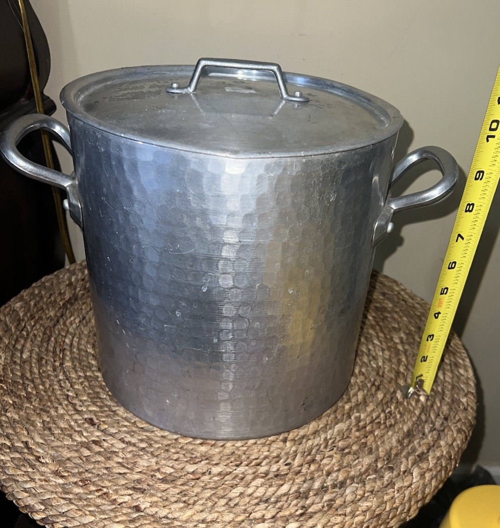 Vintage FRENCH HAMMERED ALUMINUM 10 QT STOCK POT DUTCH OVEN FRANCE French