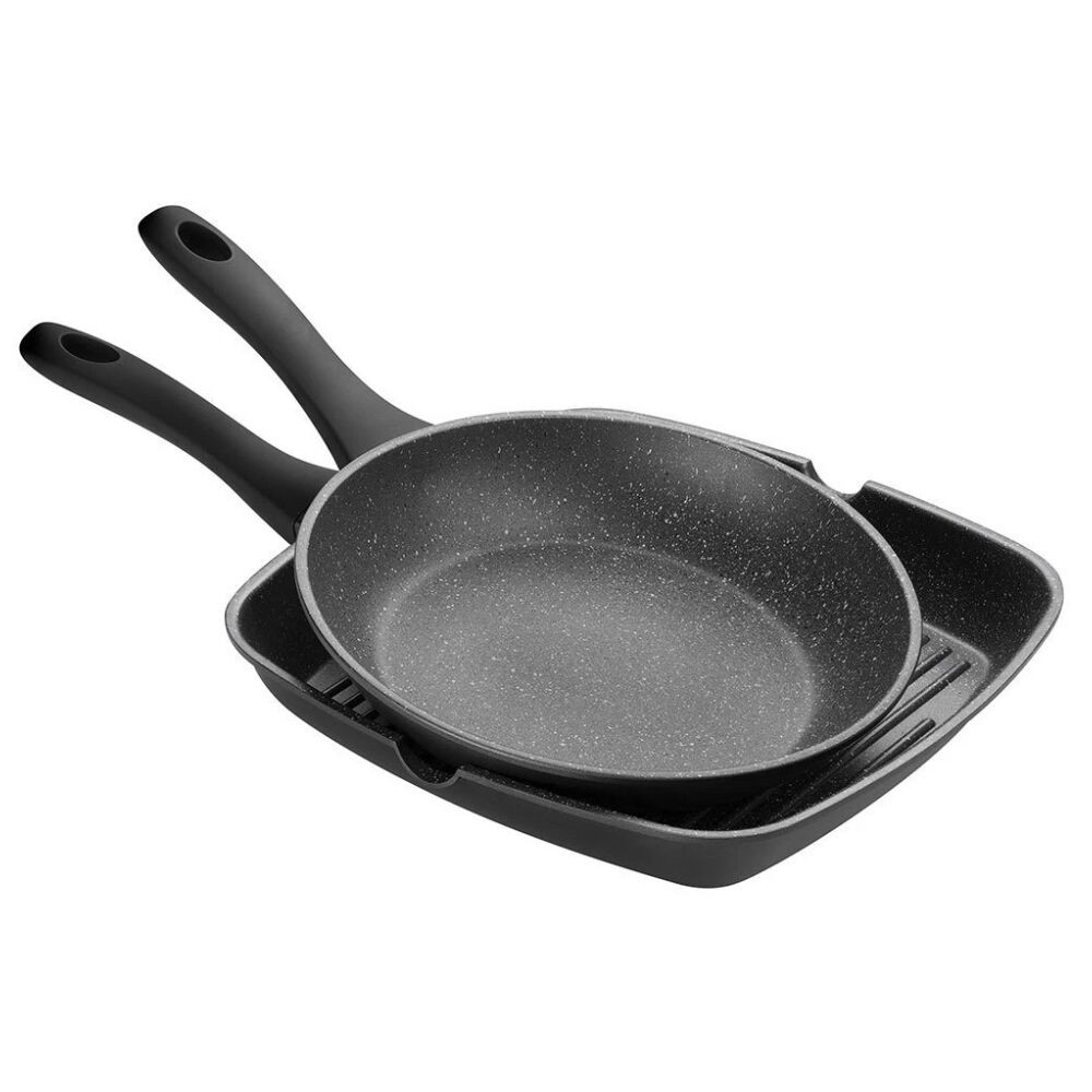 Pyrolux Pyrostone 2 Piece Frypan 26cm & Grill Pan 28cm Set – 2pc