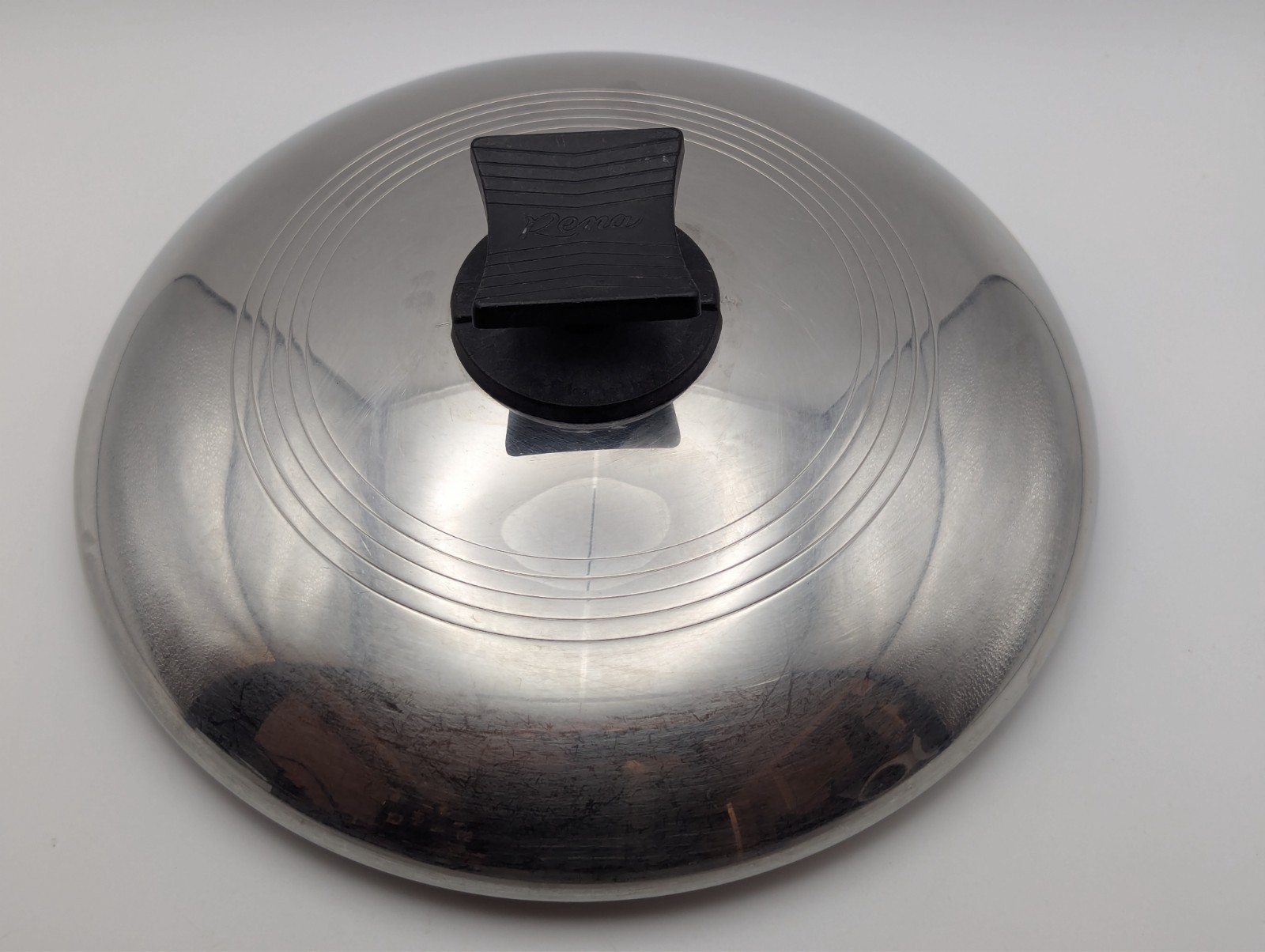 Vintage Rena 8.5″ Stainless Steel Lid Adjustable Vent Rotating Handle FREE SHIP