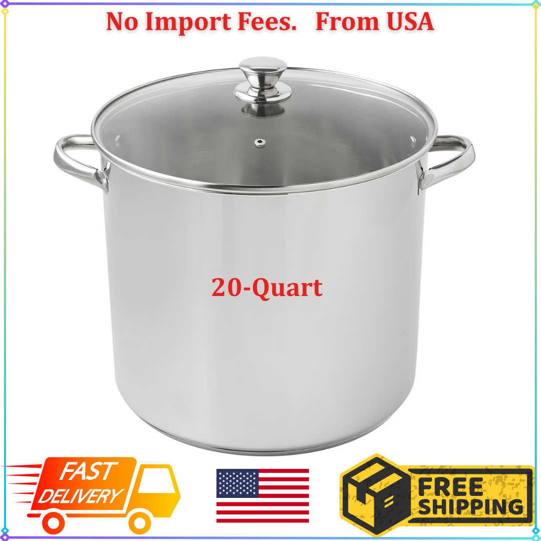 Mainstays 20 Qt Stainless Steel Stock Pot with Glass Lid | Induction Compatible