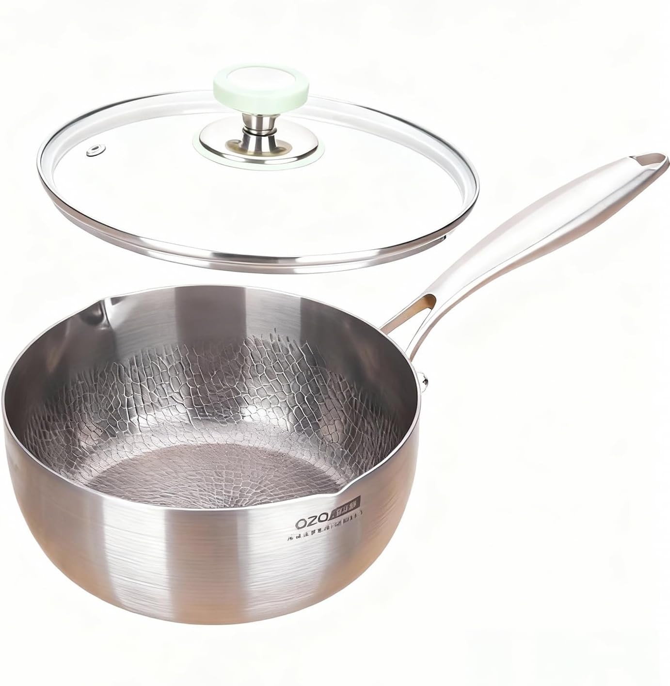 Titanium Saucepan W/ Lid Non-Stick Titanium Pot 500°F Heat Resistant Fast & Even