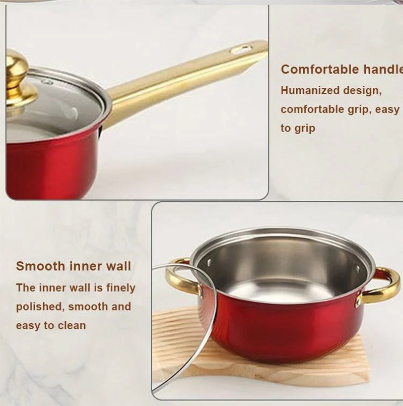 12 Piece Cookware Set Nonstick Pots and Pans Home Kitchen Cooking Non Stick, Red