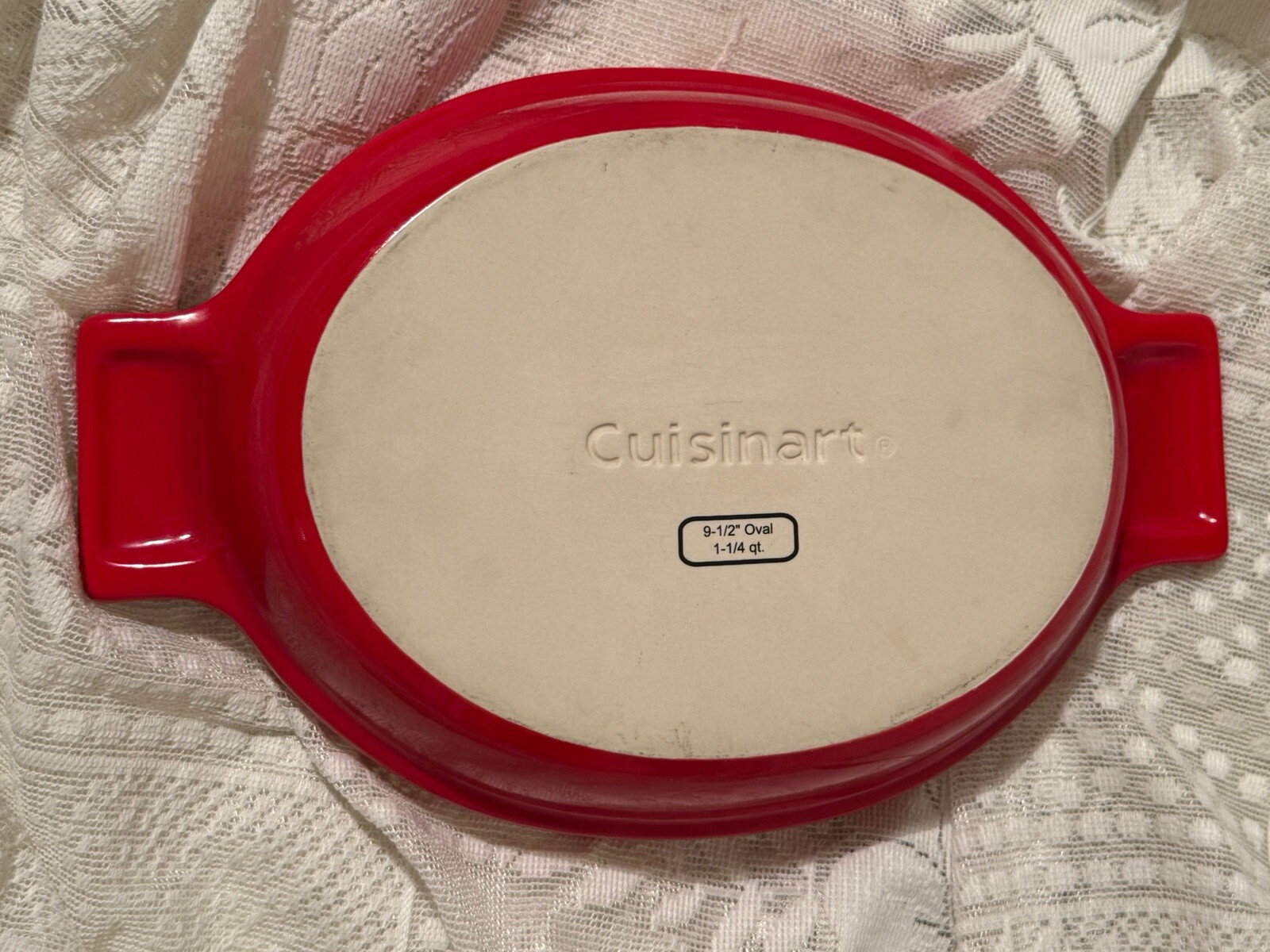 Cuisinart Stoneware 9.5” Oval Baker 1.5 qt Ceramic Casserole Baking Dish Red