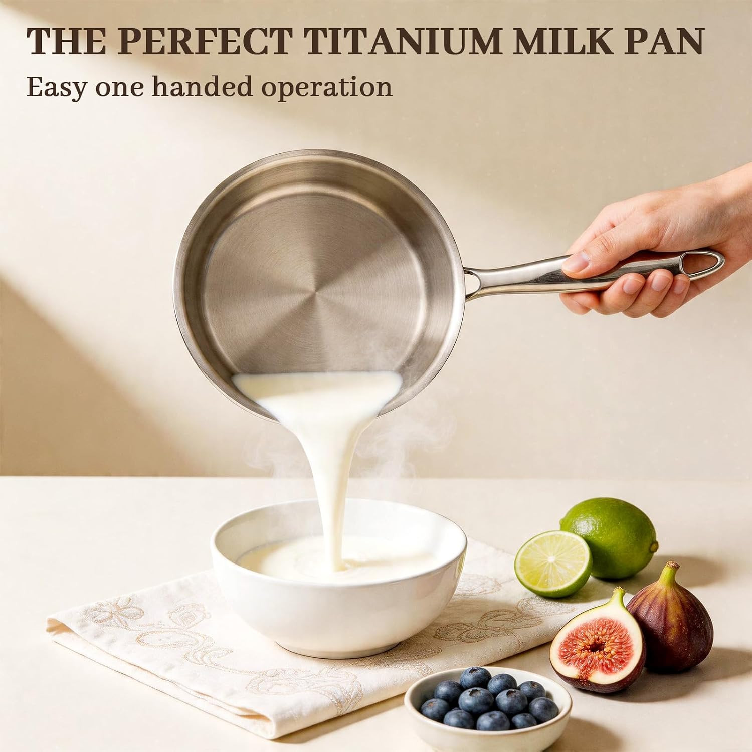 Pure No Coating Lightweight Milk Pot Compatible with All Stovetops for